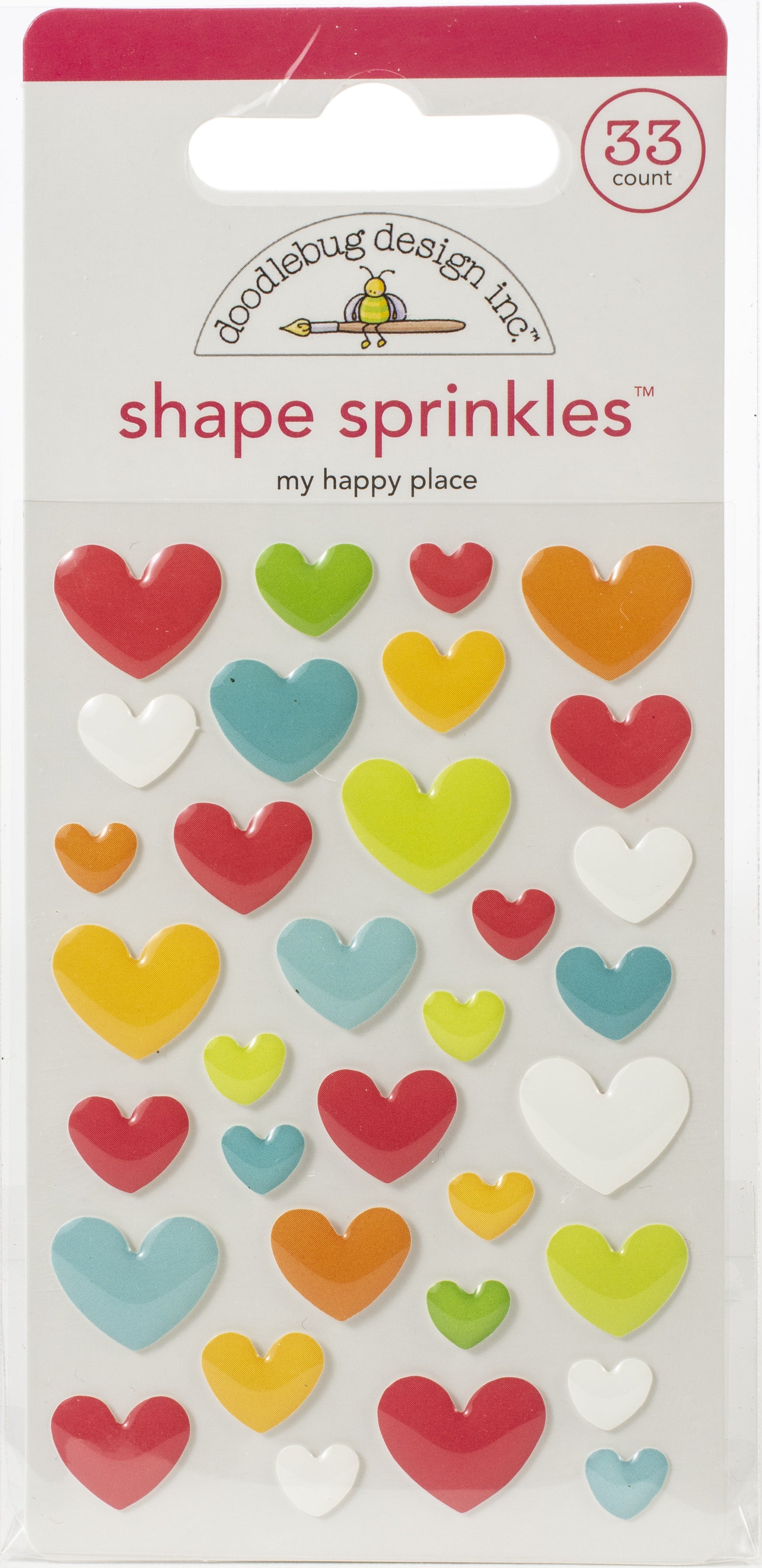 Doodlebug Sprinkles Adhesive Glossy Enamel Shapes My Happy Place, I Heart Travel