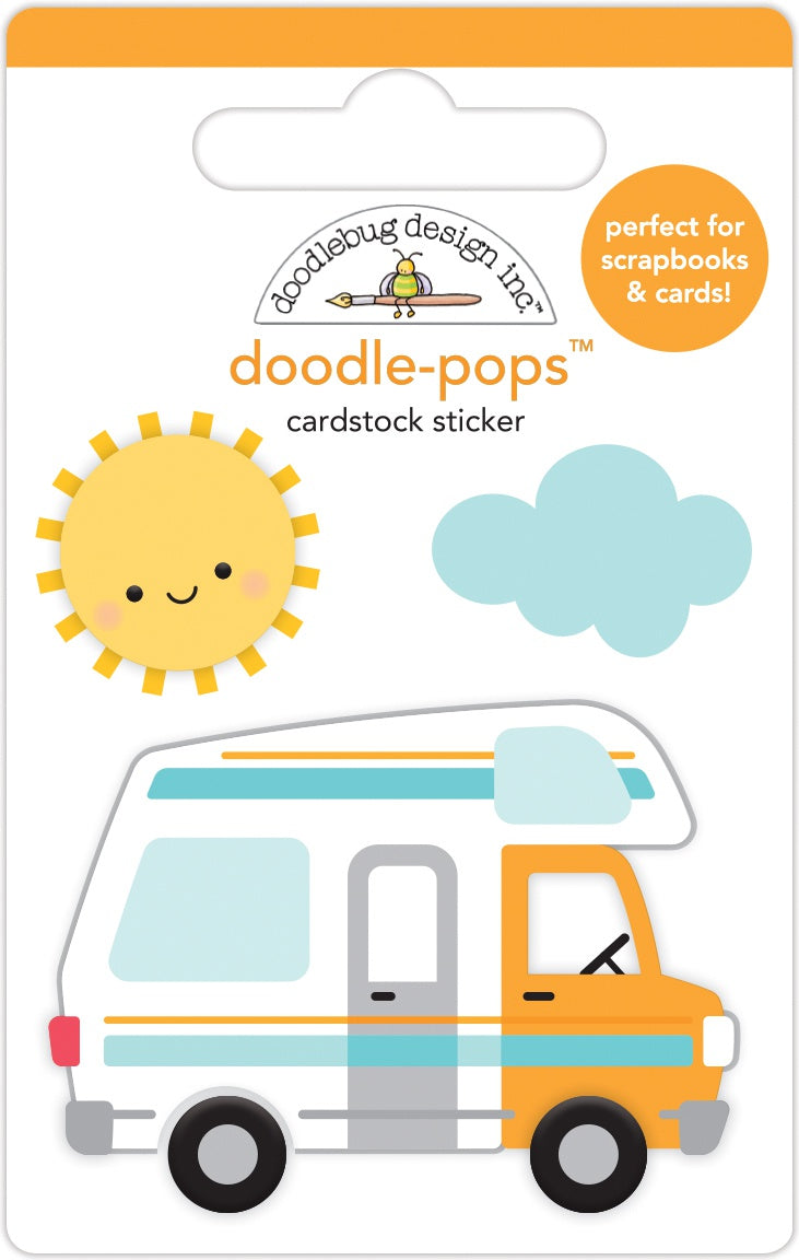 Doodlebug Doodle-Pops 3D Stickers Road Trip, I Heart Travel