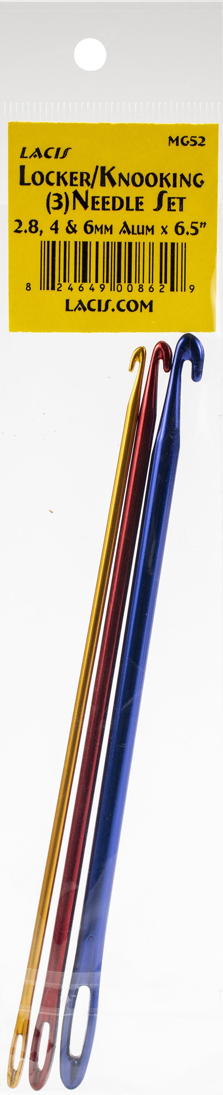 Lacis Locker/Knooking Aluminum Needle Set 6.5" Long Sizes 2.8mm, 4mm, 6mm