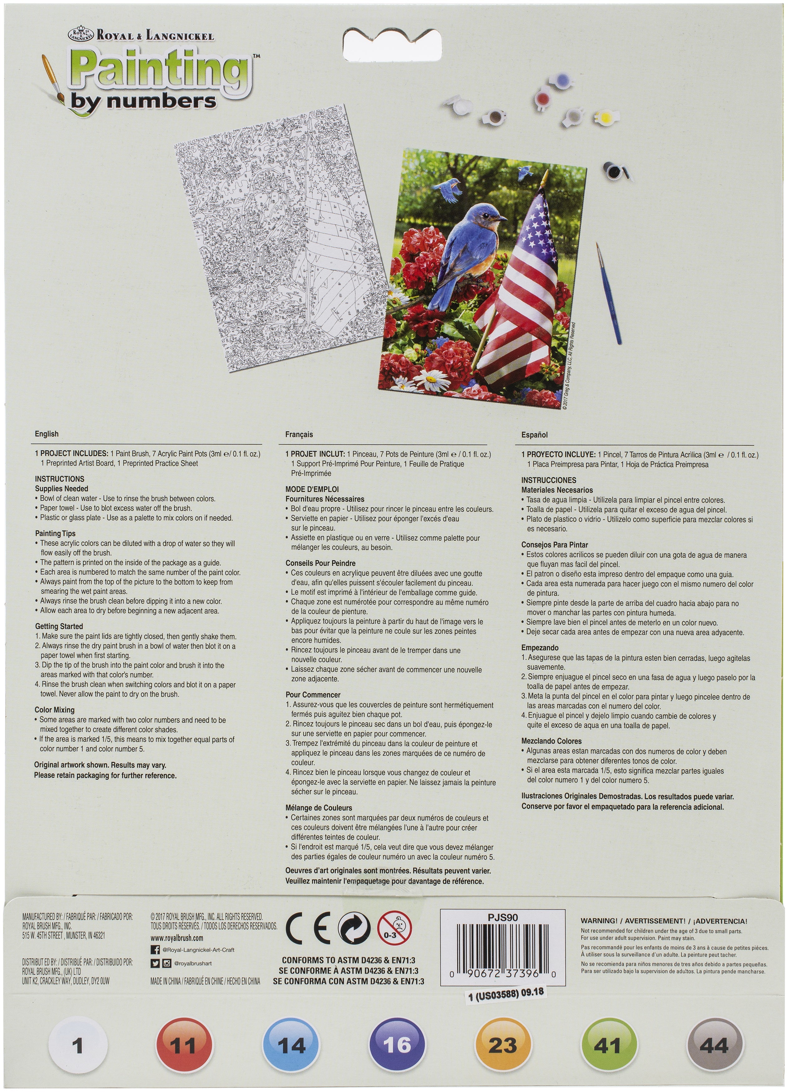 Junior Small Paint By Number Kit 8.75"X11.75" Patriotic Bluebird
