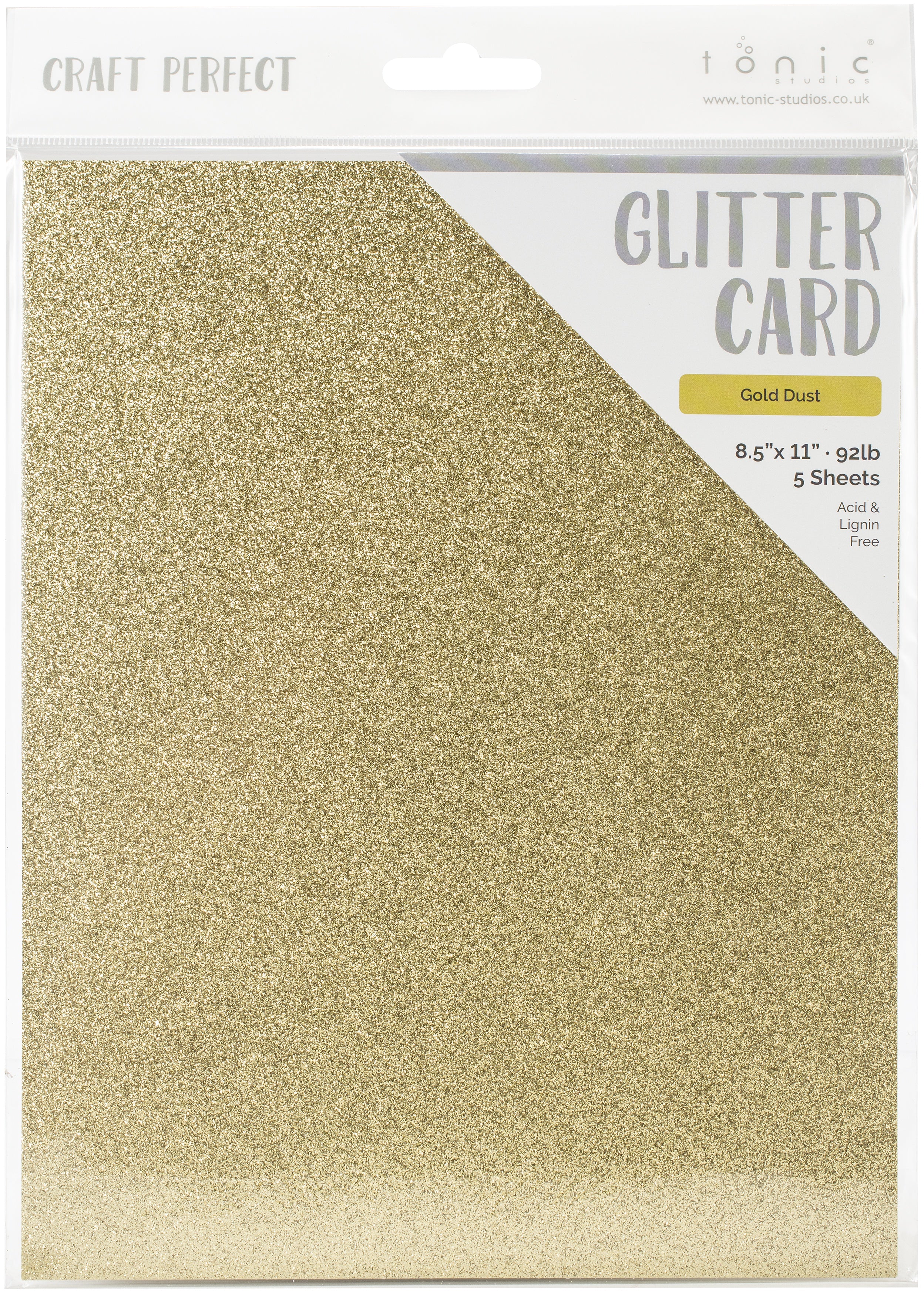 Craft Perfect Glitter Cardstock 8.5"X11" 5/Pkg Gold Dust