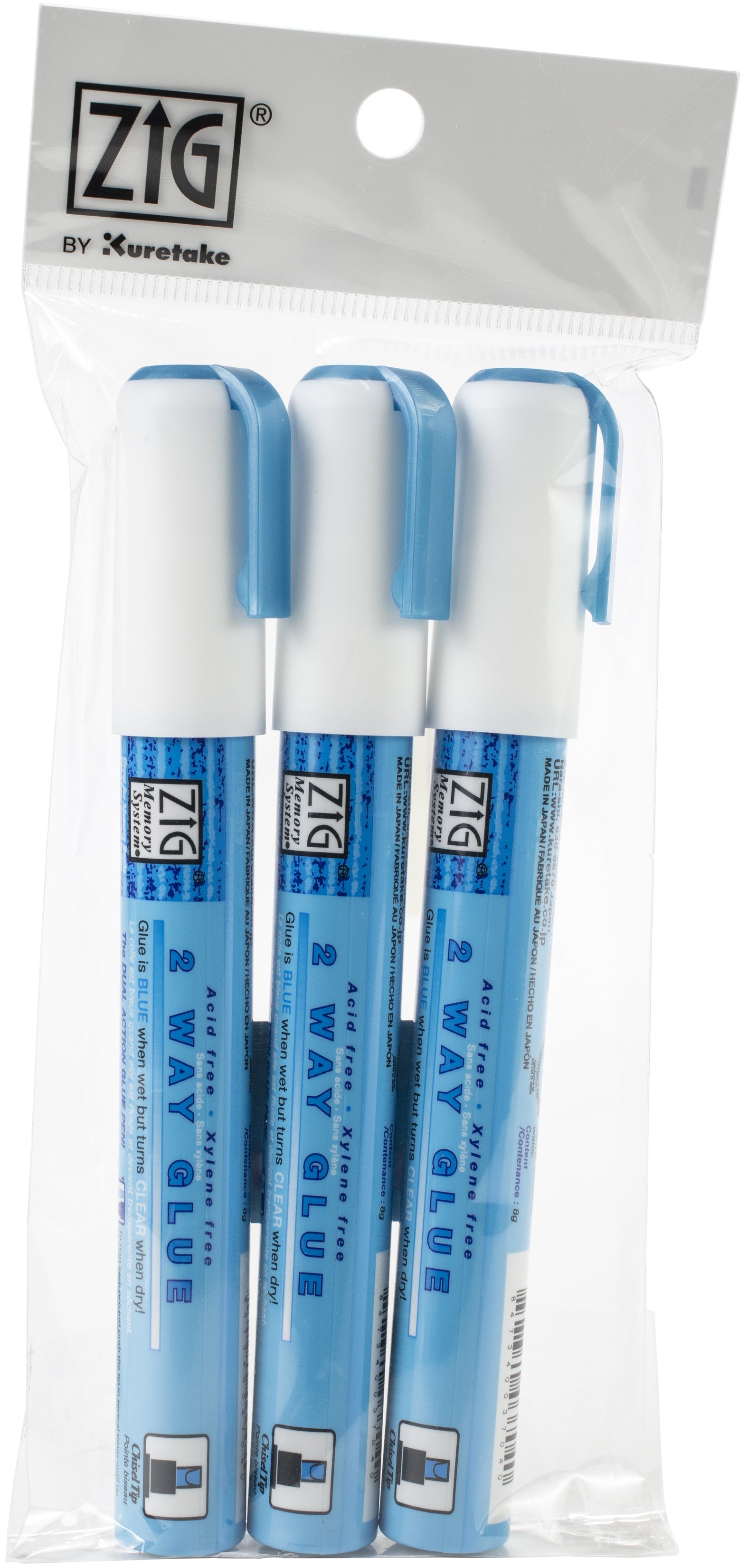 Kuretake Zig 2-Way Glue Pen 3/Pkg Chisel Tip