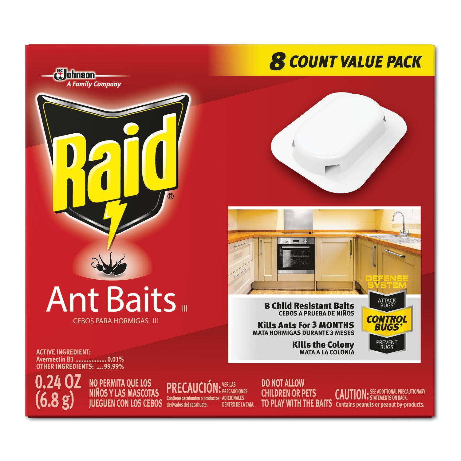 Raid® Ant Baits, 0.24 oz, Box, 12/Carton
