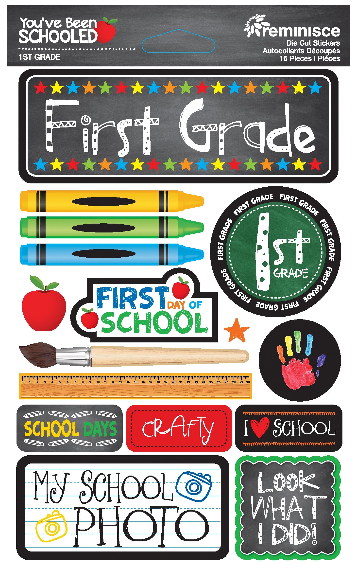 Reminisce You've Been Schooled 3D Dimensional Stickers 1st Grade