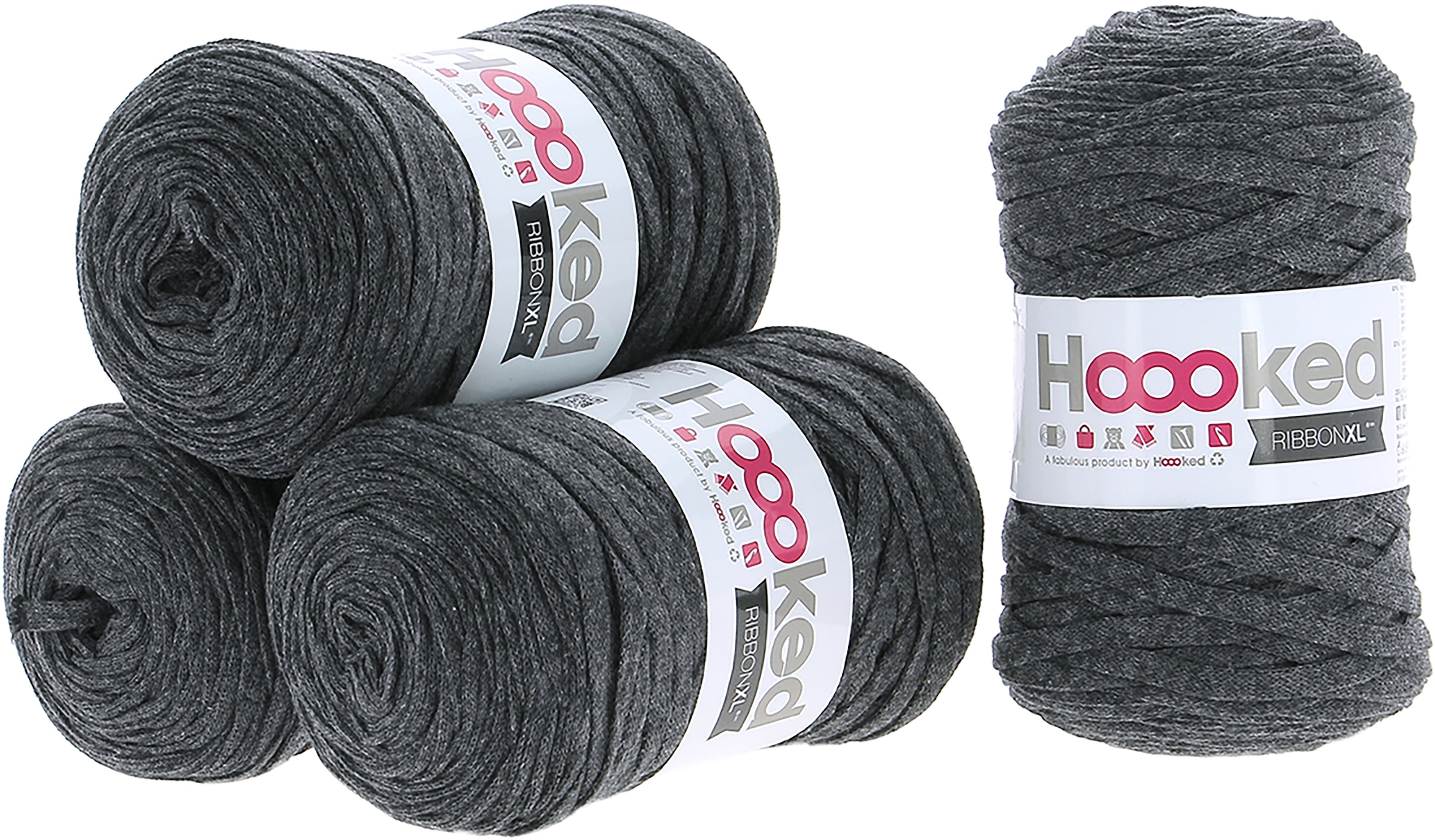Hoooked Ribbon XL Yarn Charcoal Anthracite