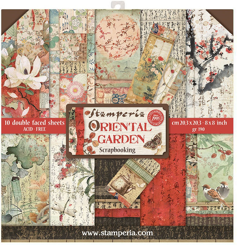 Stamperia Double-Sided Paper Pad 8"X8" 10/Pkg Oriental Garden, 10 Designs/1 Each