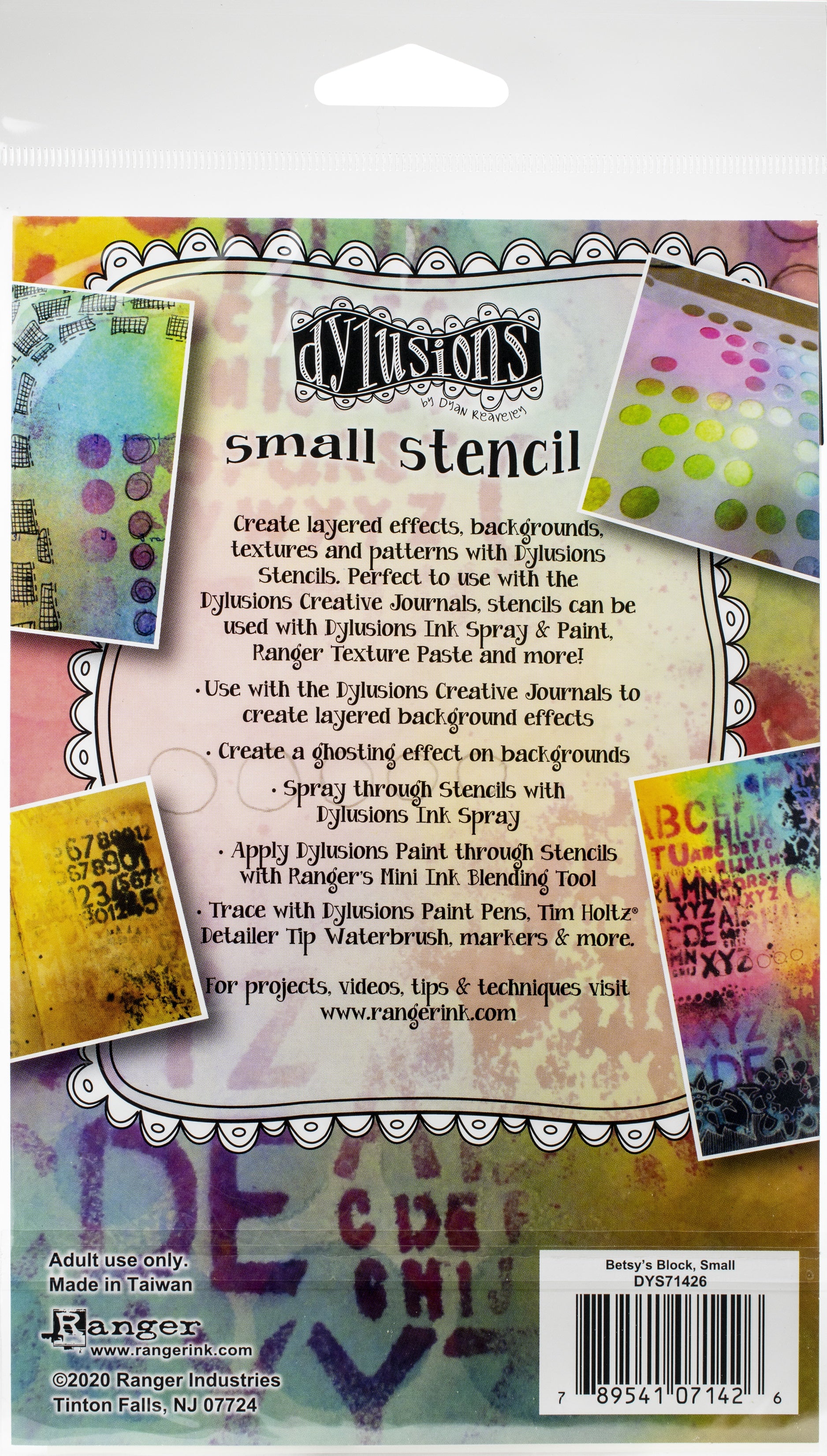 Dyan Reaveley's Dylusions Stencils 5"X8" Betsy's Block
