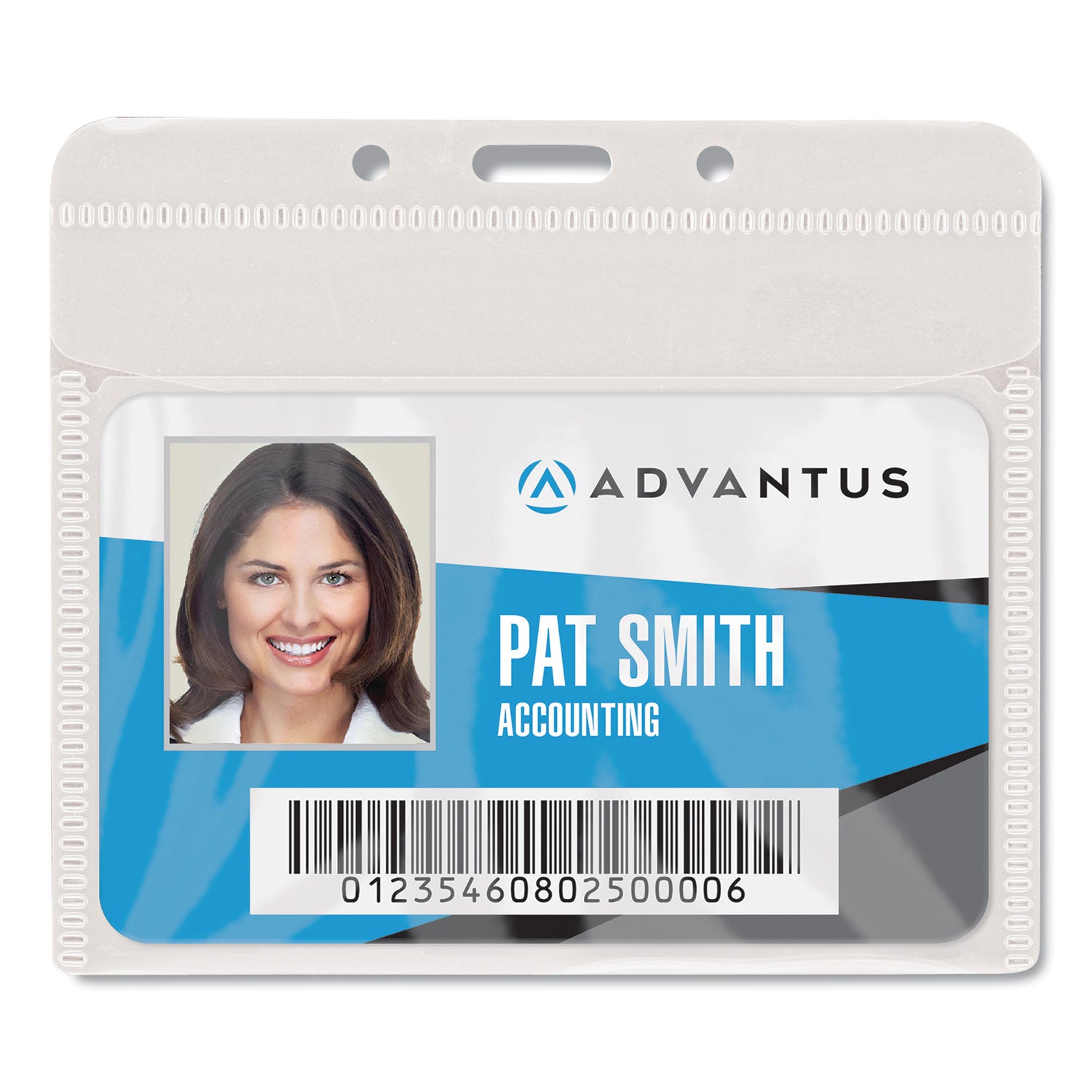 Advantus PVC-Free Badge Holders, Horizontal, 4" x 3", Clear, 50/Pack