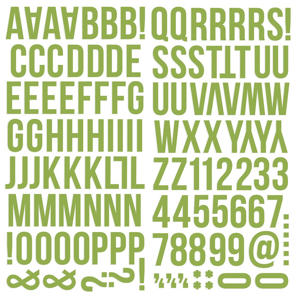 Simple Stories Color Vibe Foam Alpha Stickers 6"X12" 129/Pkg Green