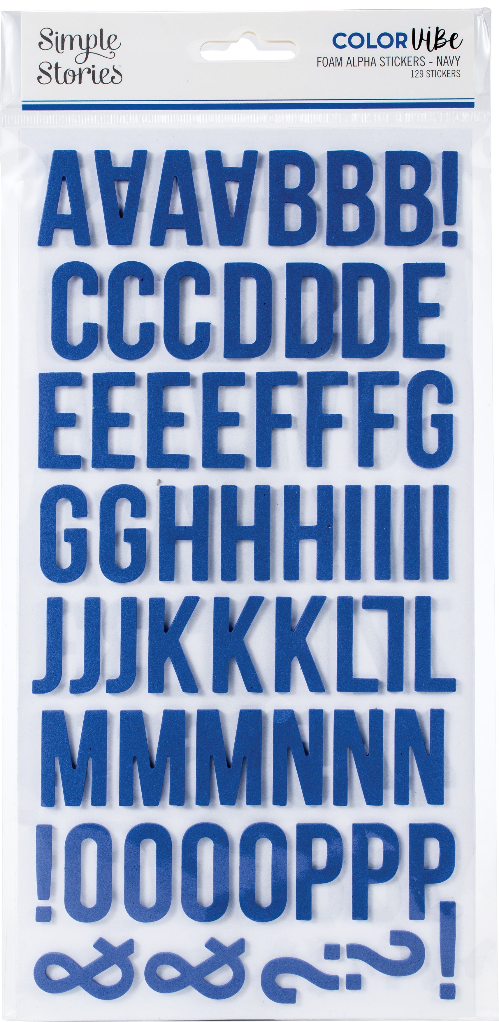 Simple Stories Color Vibe Foam Alpha Stickers 6"X12" 129/Pkg Navy