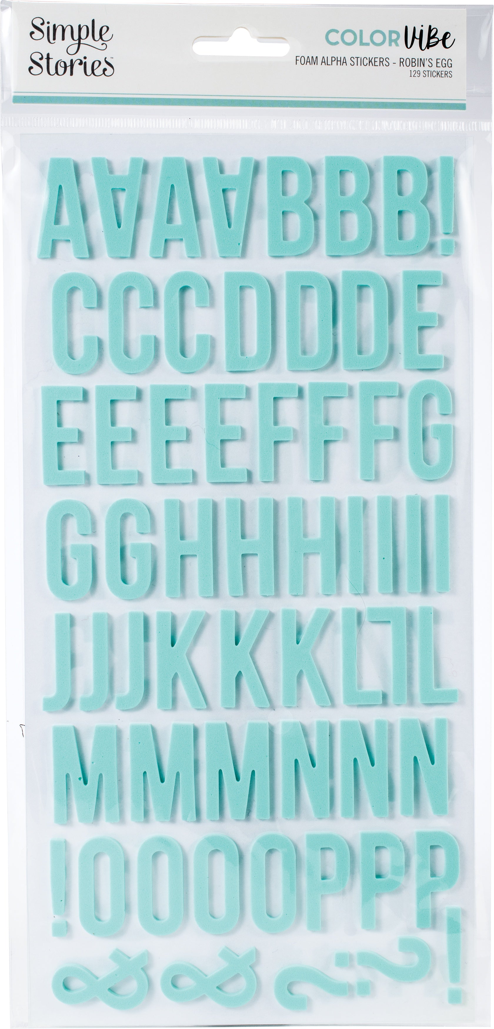 Simple Stories Color Vibe Foam Alpha Stickers 6"X12" 129/Pkg Robin's Egg