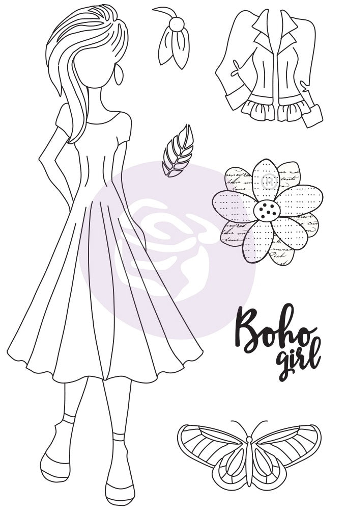Prima Marketing Julie Nutting Mixed Media Cling Rubber Stamp Willow