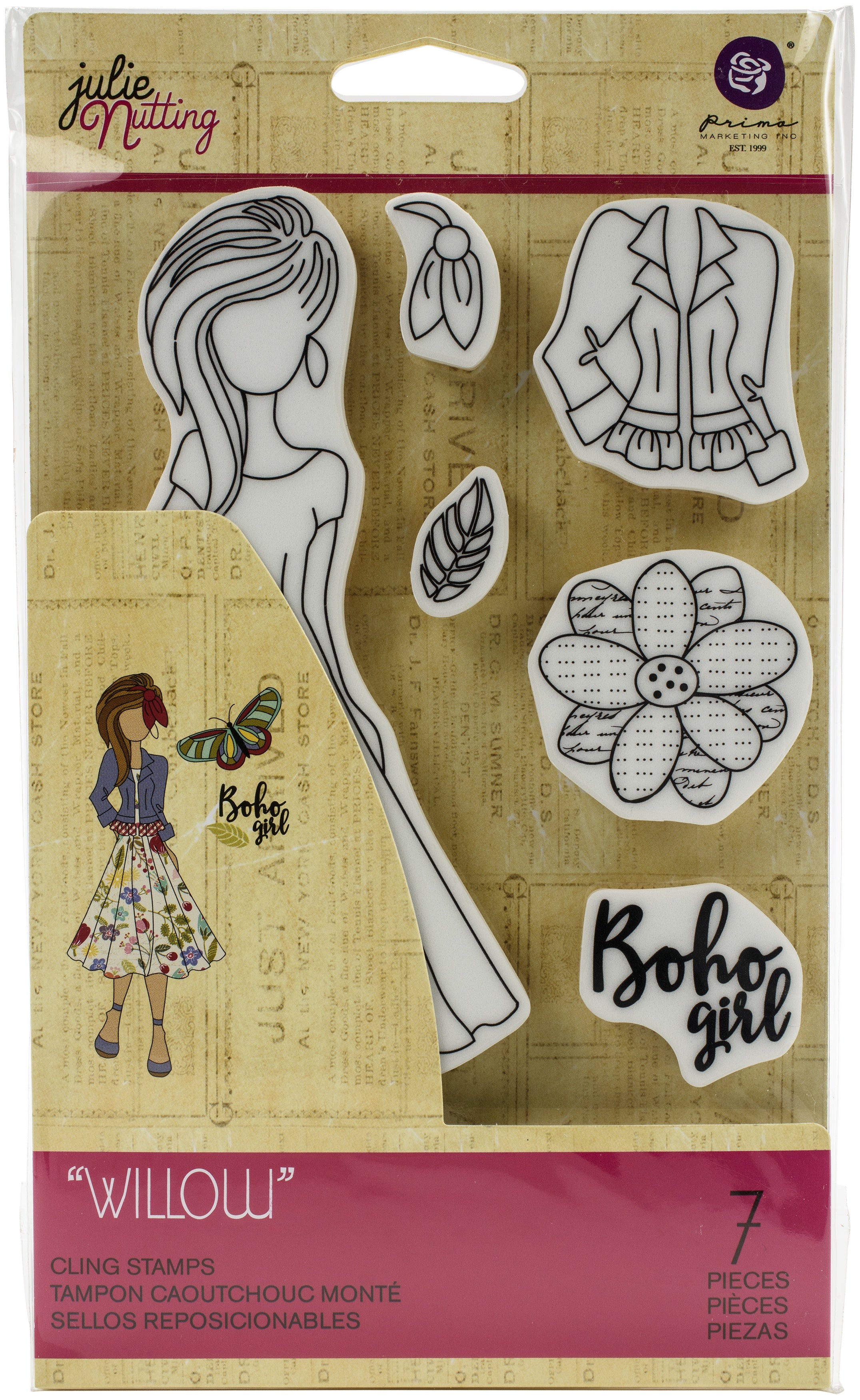 Prima Marketing Julie Nutting Mixed Media Cling Rubber Stamp Willow