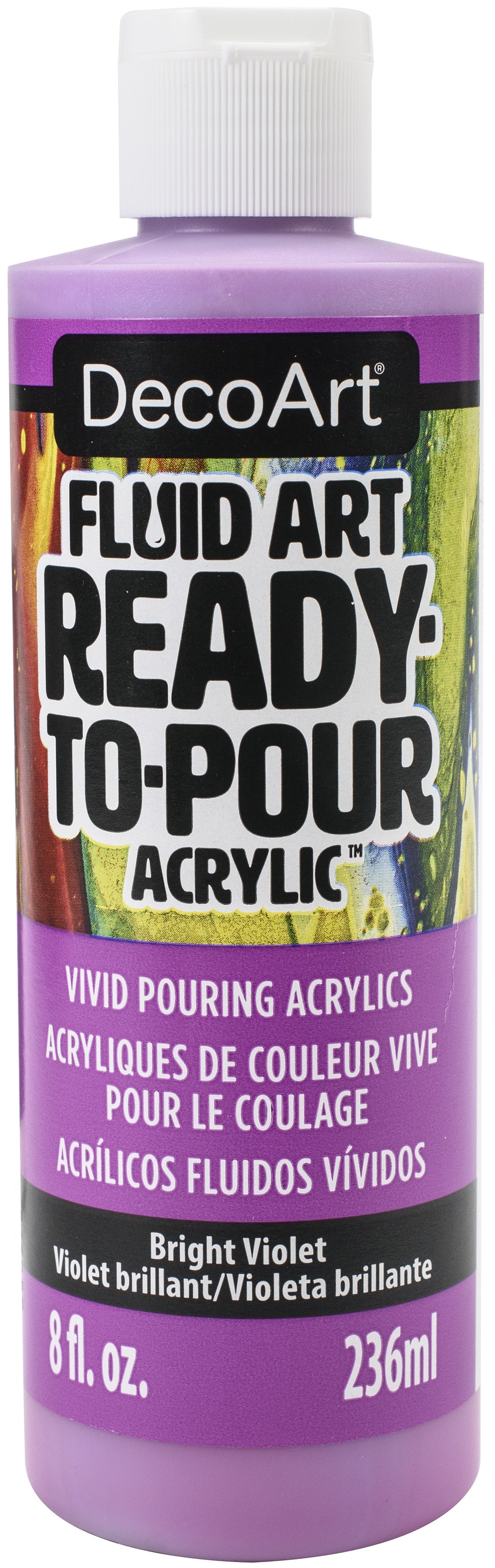 DecoArt FluidArt Ready-To-Pour Acrylic Paint 8oz-Bright Violet