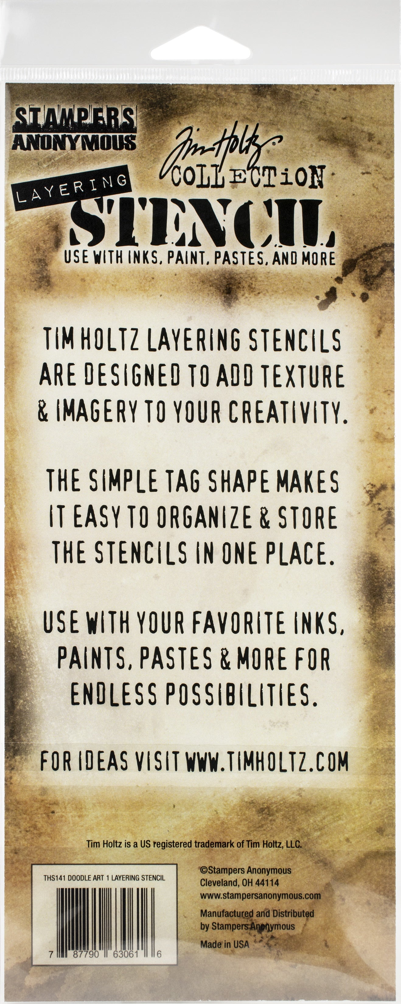 Tim Holtz Layered Stencil 4.125"X8.5" Doodle Art 1 -Layered
