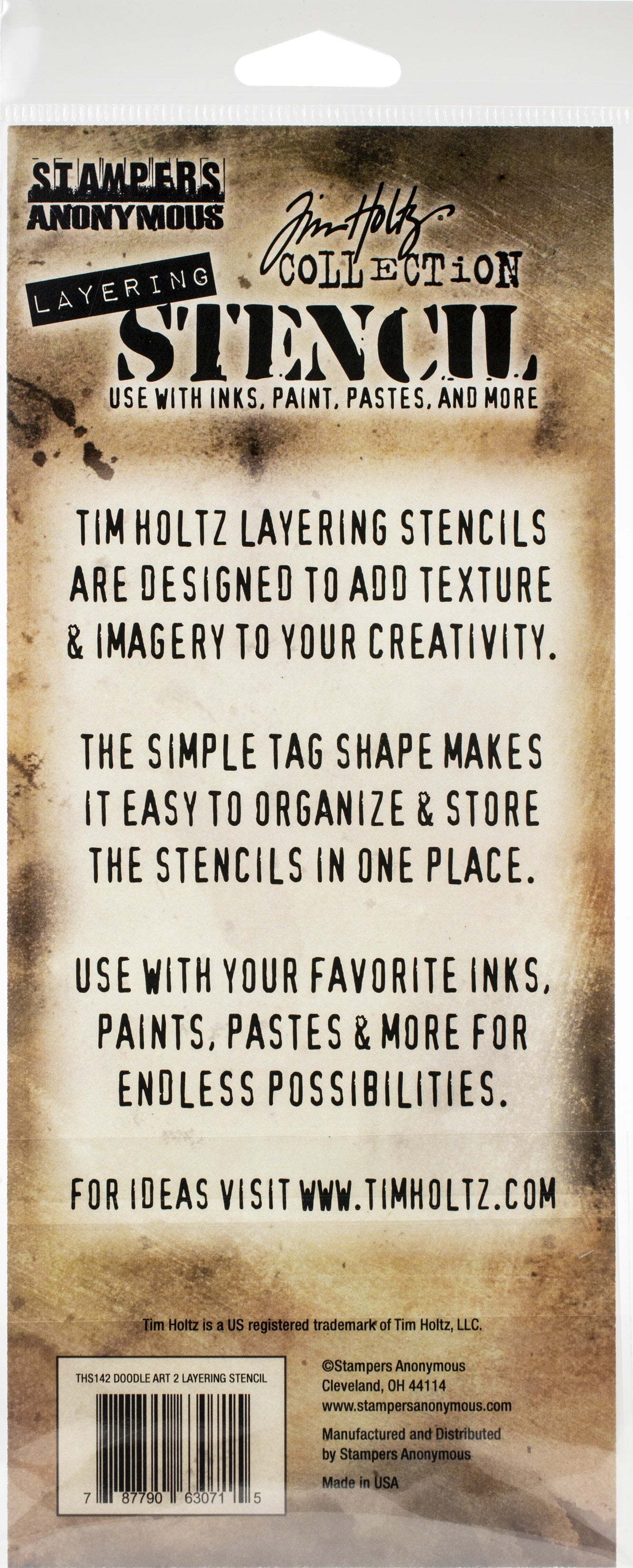 Tim Holtz Layered Stencil 4.125"X8.5" Doodle Art 2 -Layered