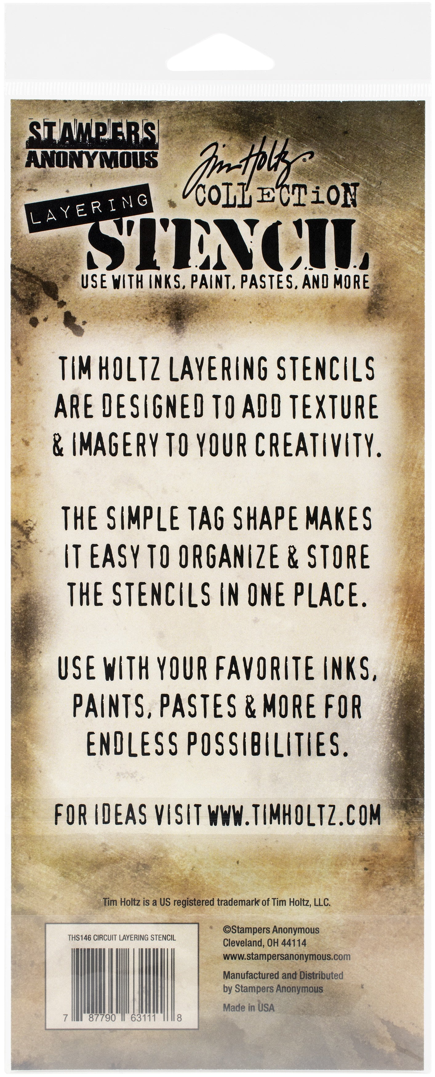 Tim Holtz Layered Stencil 4.125"X8.5" Circuit -Layered