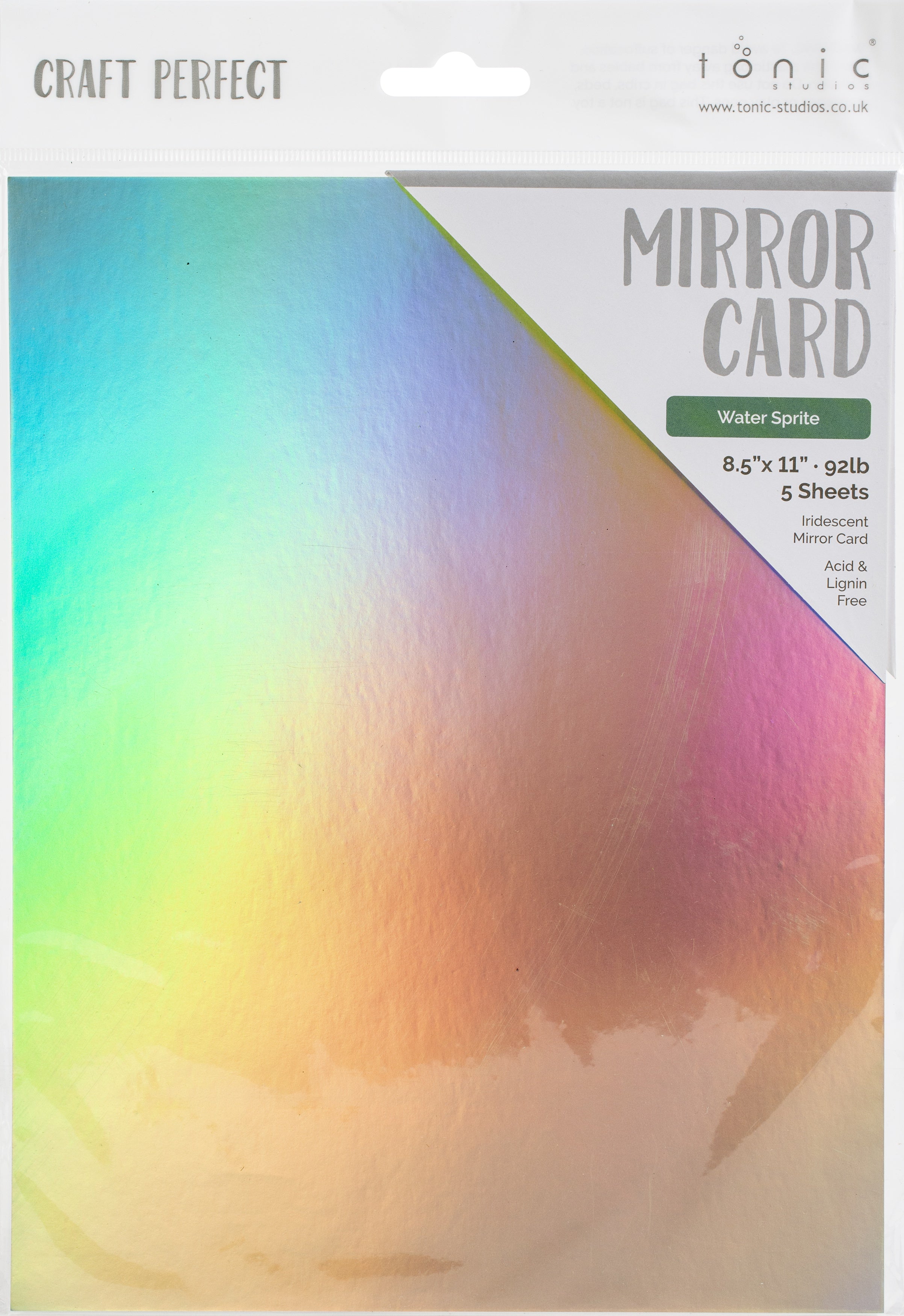 Craft Perfect Mirror Cardstock 92lb 8.5"X11" 5/Pkg Iridecent -Water Sprite