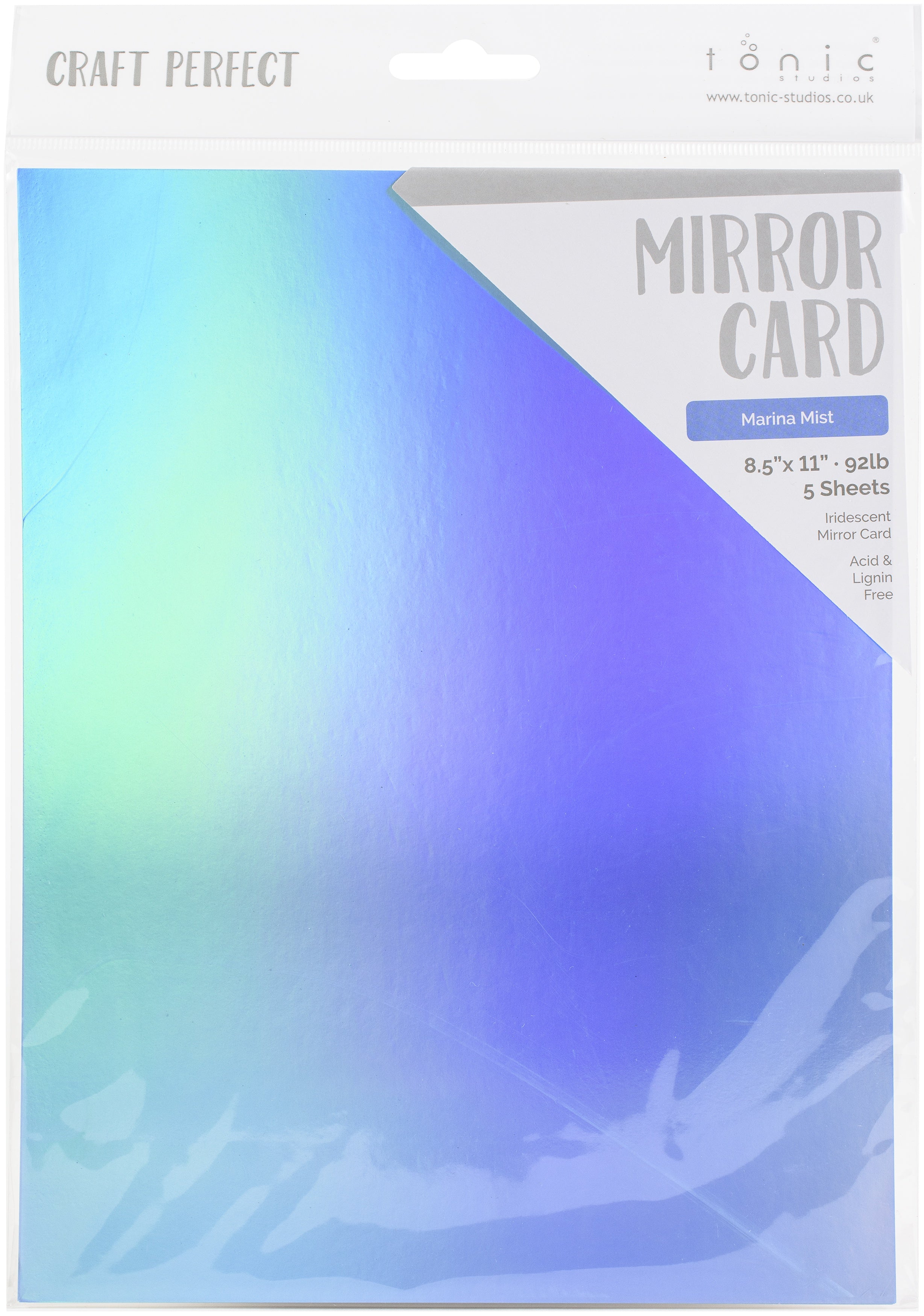 Craft Perfect Mirror Cardstock 92lb 8.5"X11" 5/Pkg-Mariana Mist