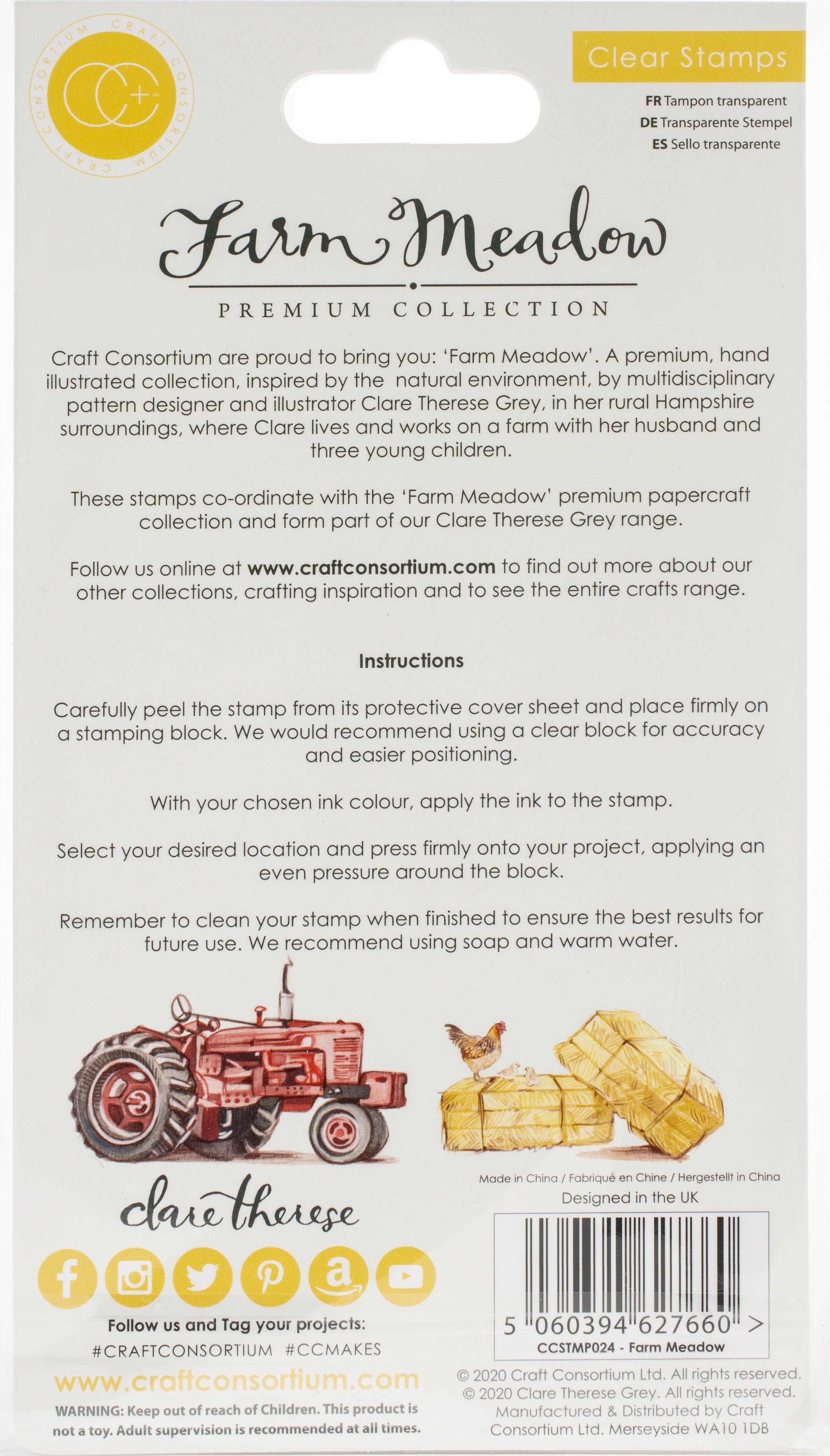 Craft Consortium A5 Clear Stamps Farm Meadow By Clare Therese Gray