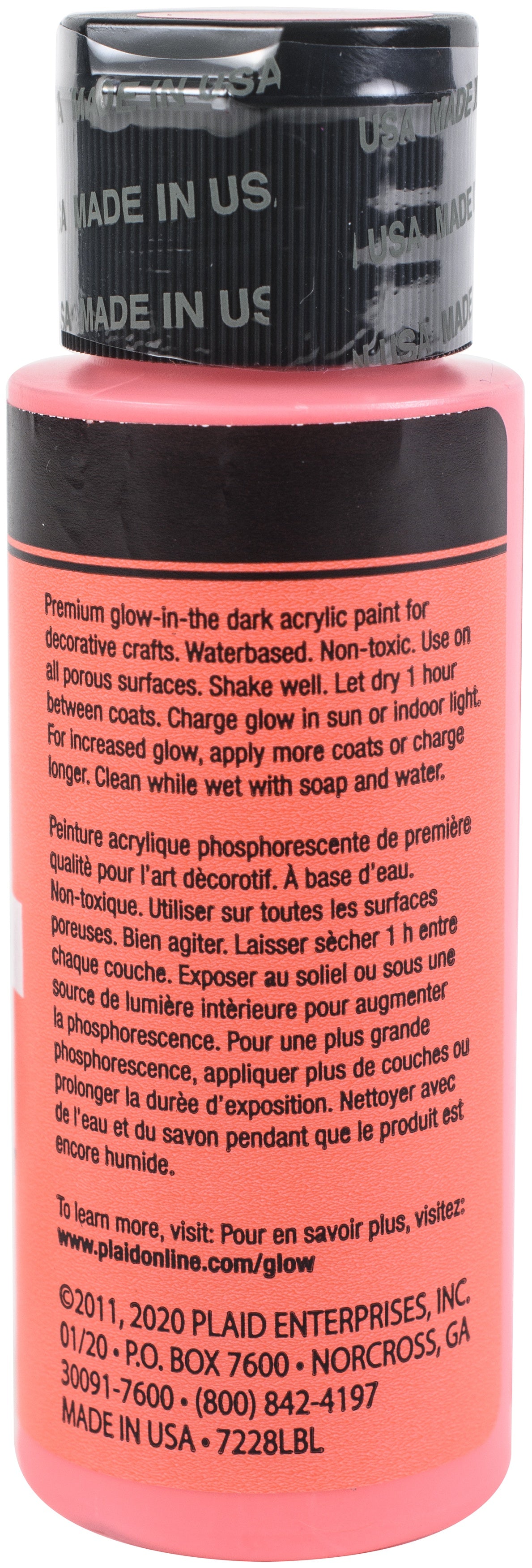 Folkart Glow In The Dark Paint 2oz Red