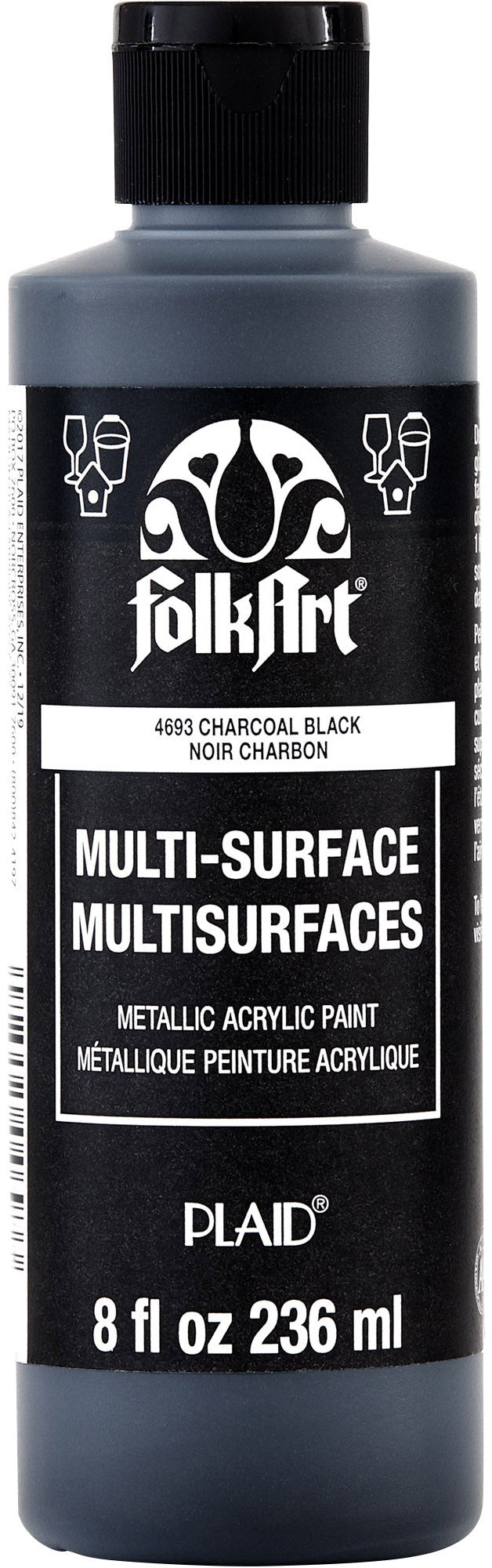 FolkArt Multi-Surface Paint 8oz Metallic Charcoal Black