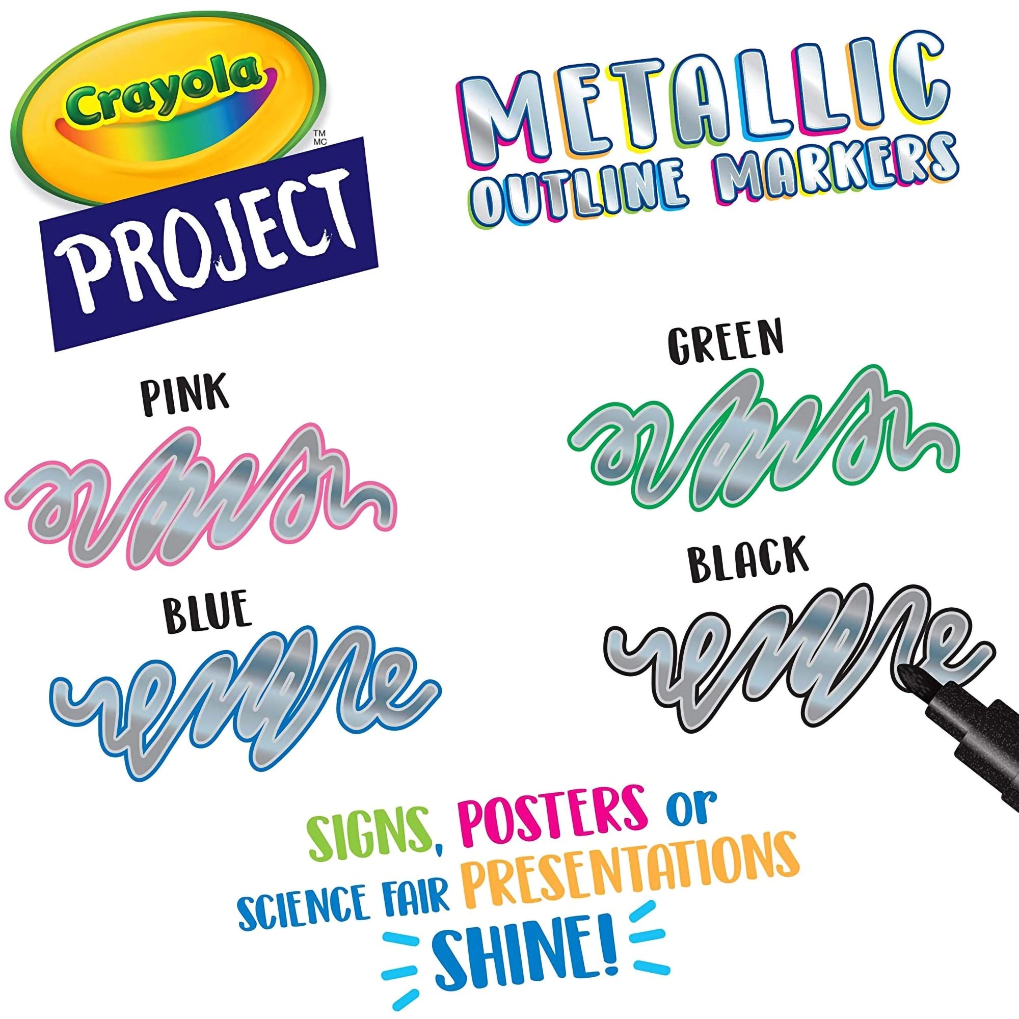 Crayola Project Outline Markers 4/Pkg Metallic Colors
