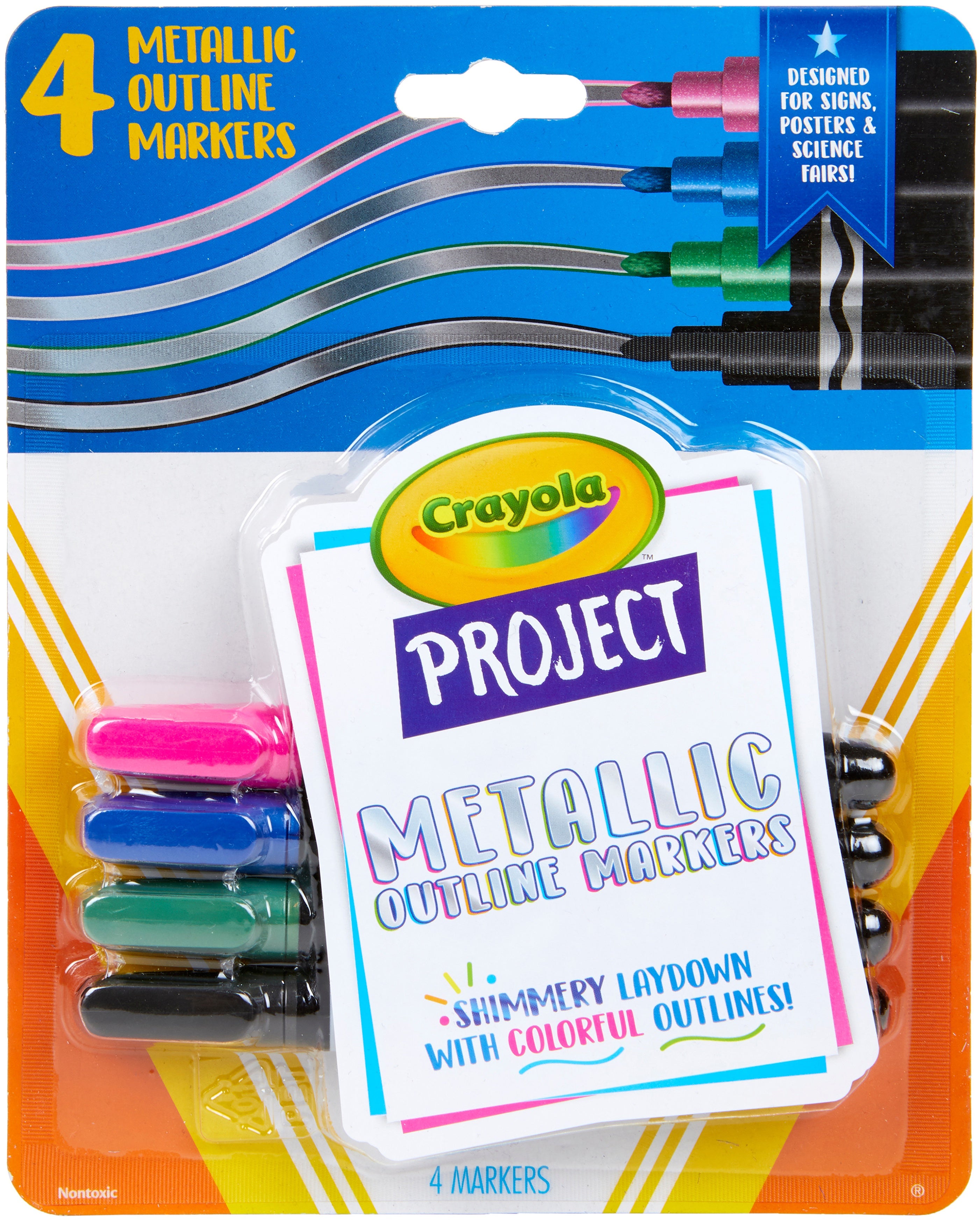 Crayola Project Outline Markers 4/Pkg Metallic Colors