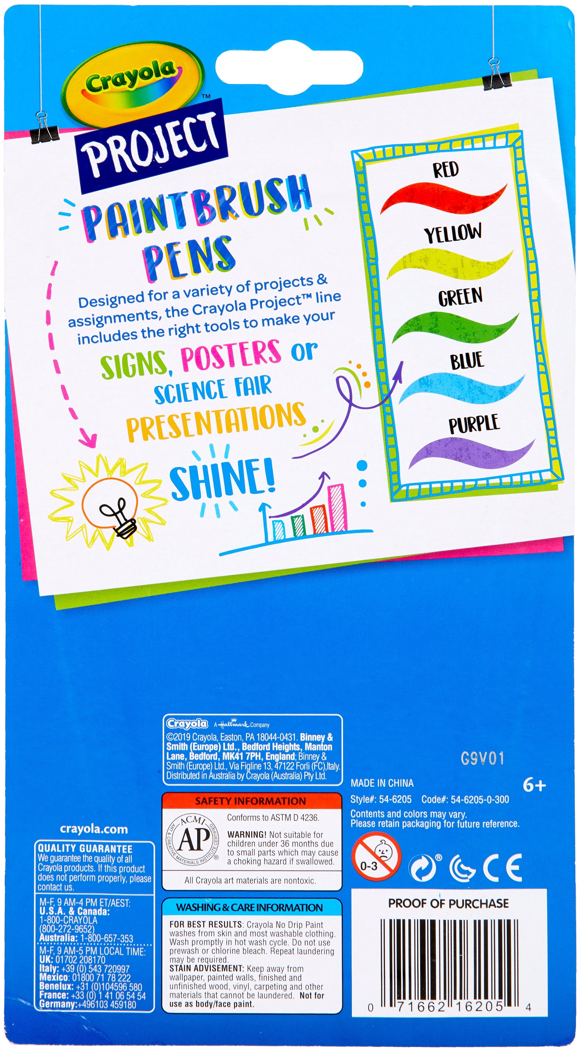 Crayola Project Paintbrush Pens 5/Pkg Assorted Colors