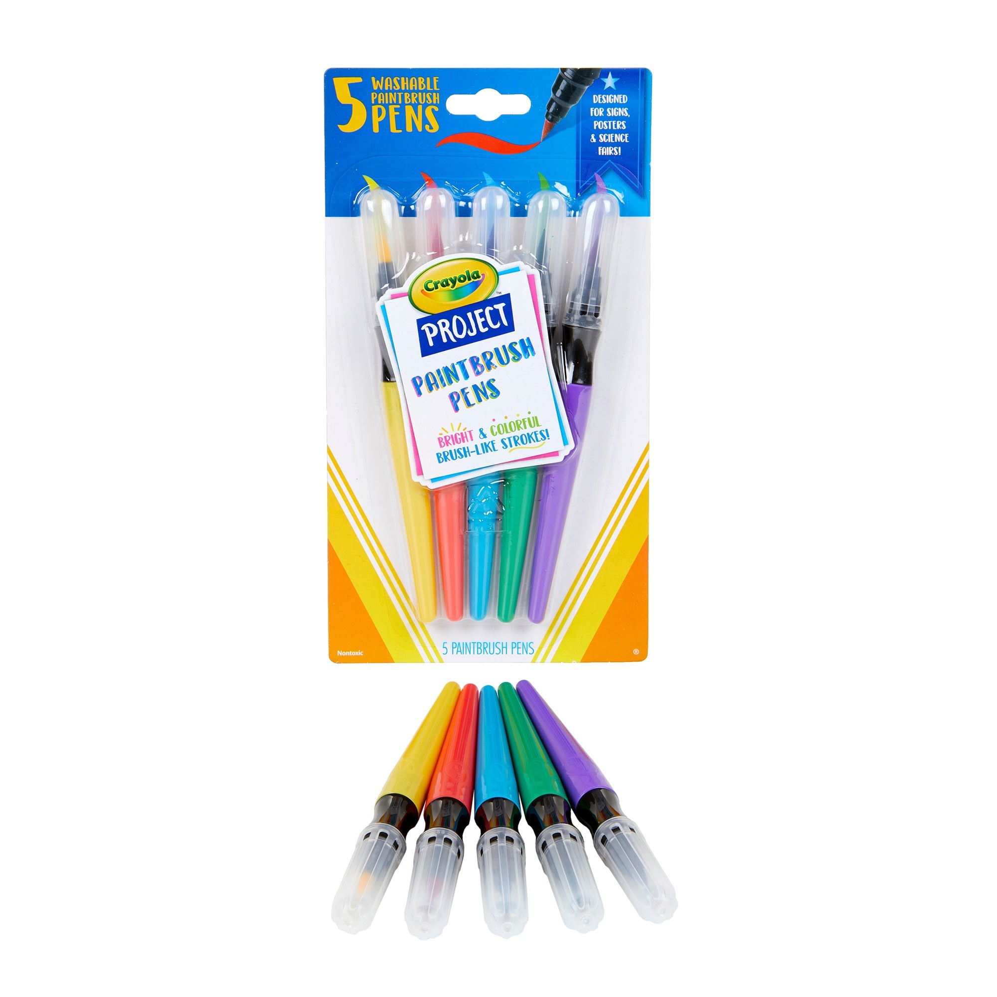 Crayola Project Paintbrush Pens 5/Pkg Assorted Colors