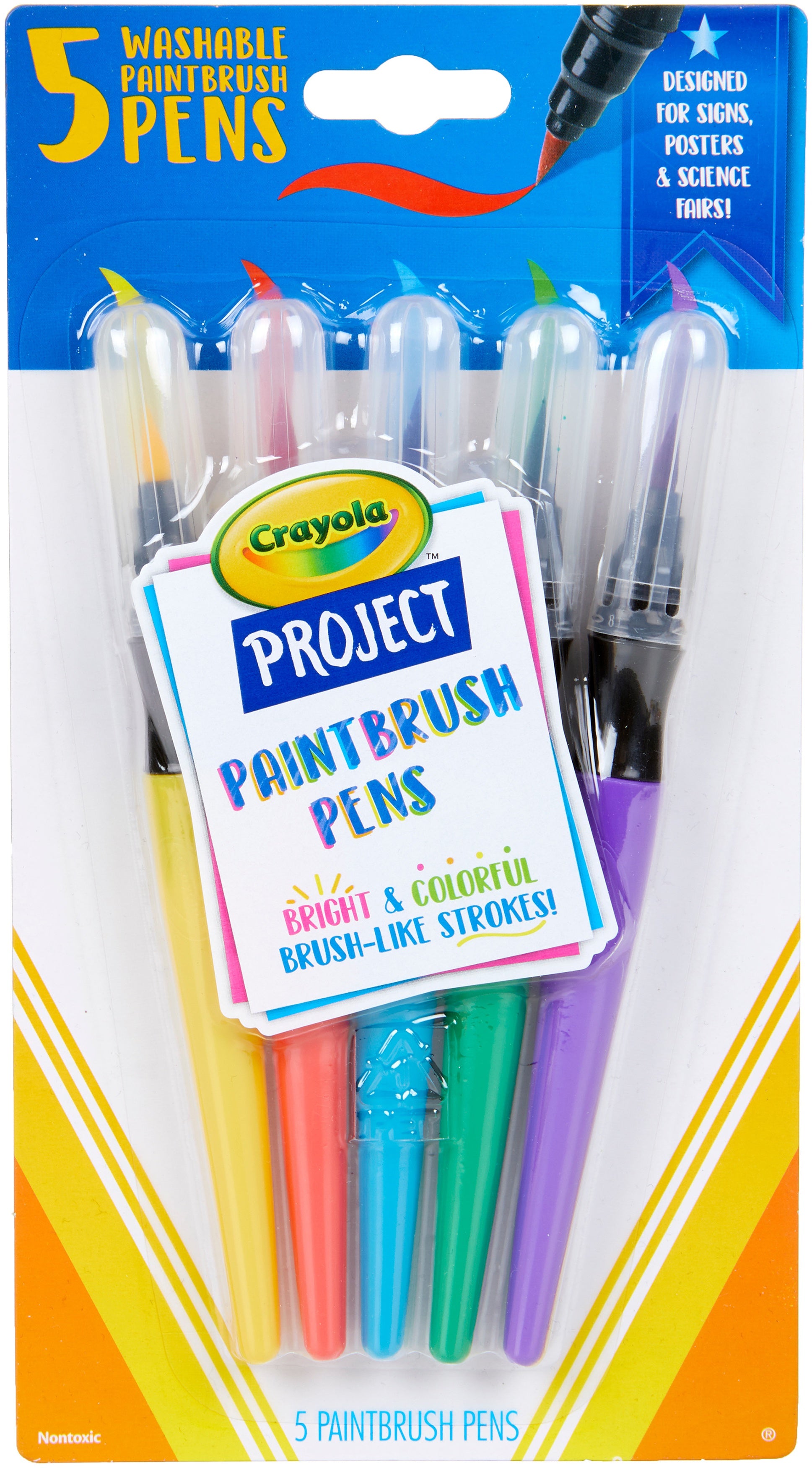 Crayola Project Paintbrush Pens 5/Pkg Assorted Colors