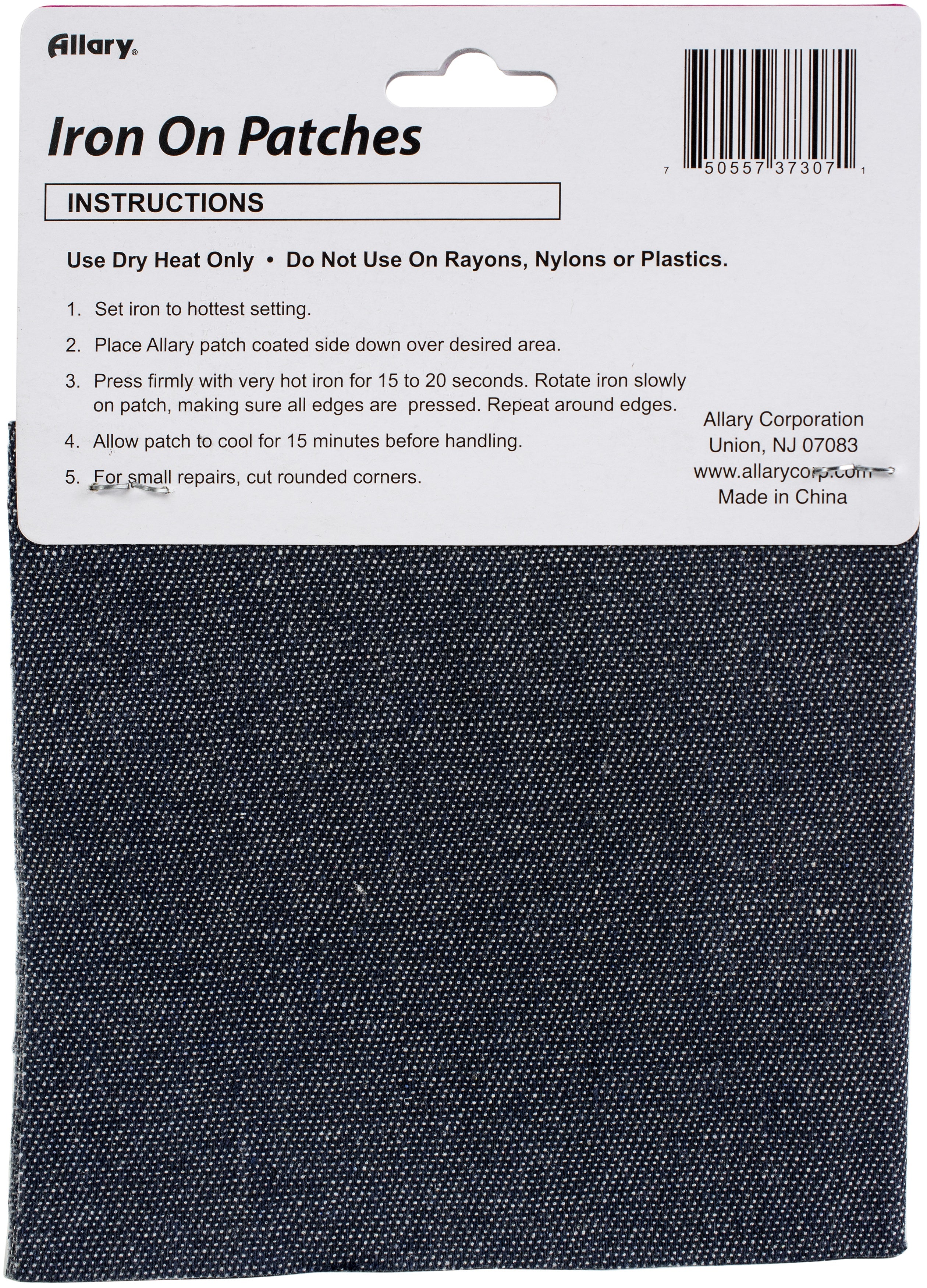 Allary Iron On Patching Fabric  Blue Denim, 21"X5"