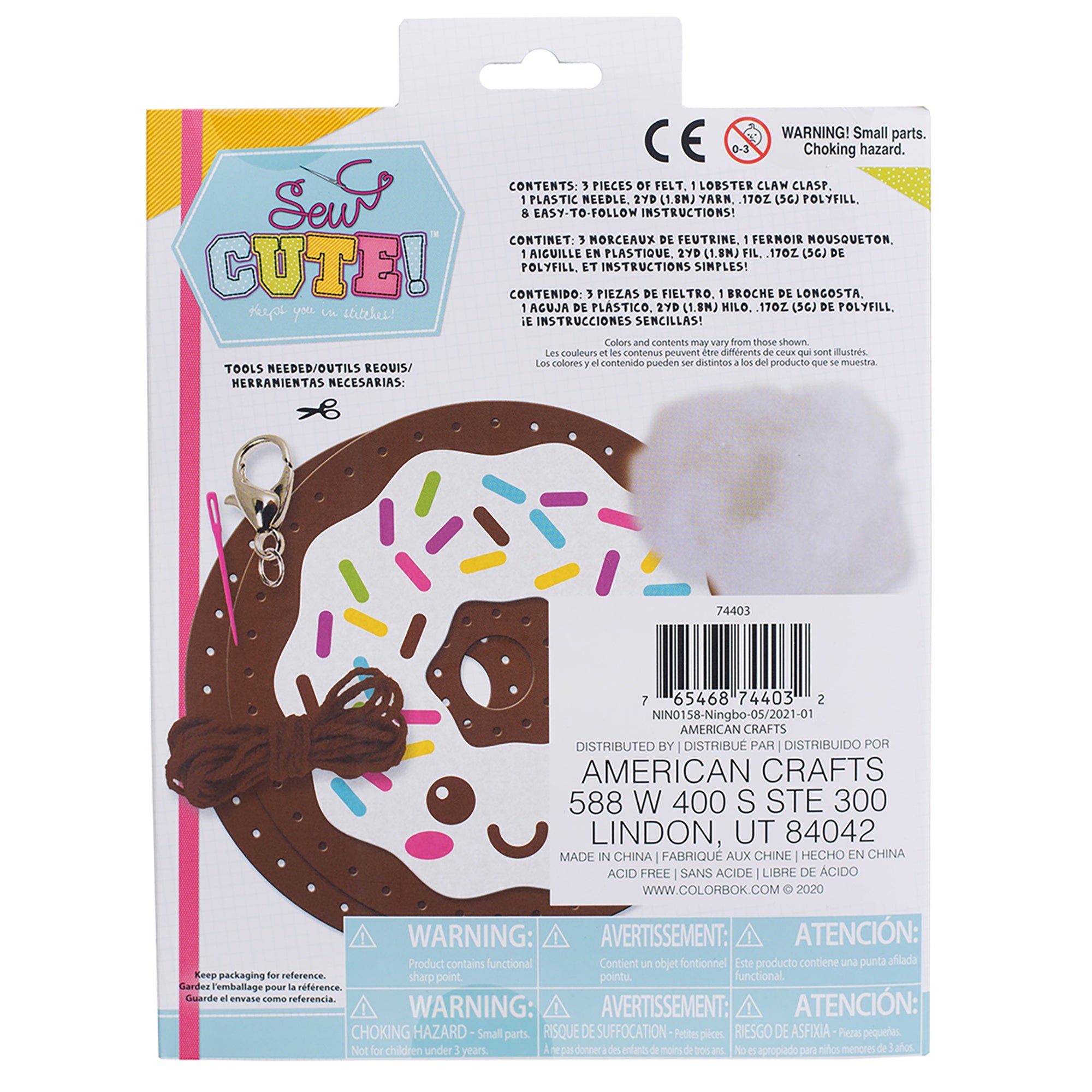 Sew Cute! Felt Backpack Clip Kit Donut