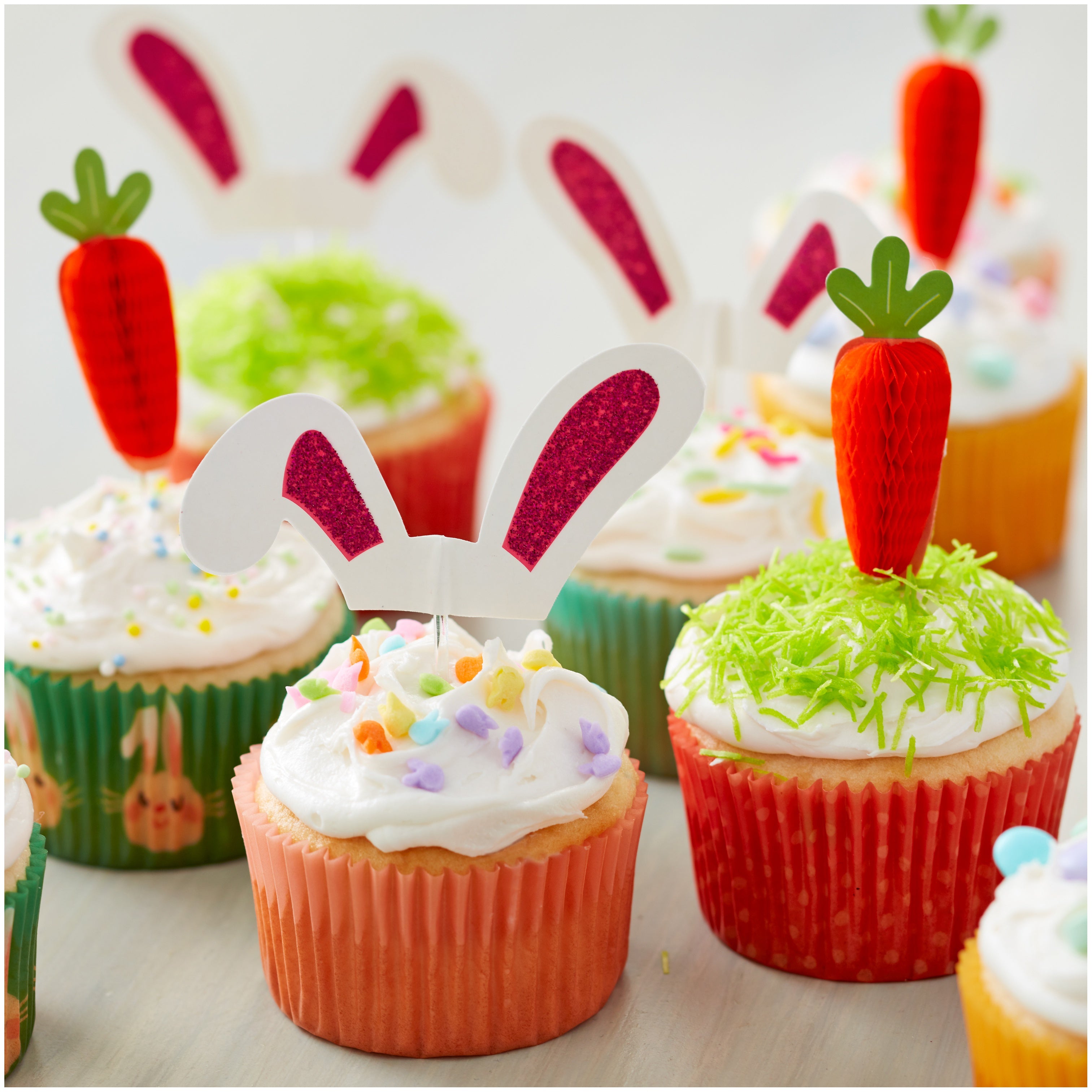 Cupcake Toppers 24/Pkg Bunny Ear Glitter