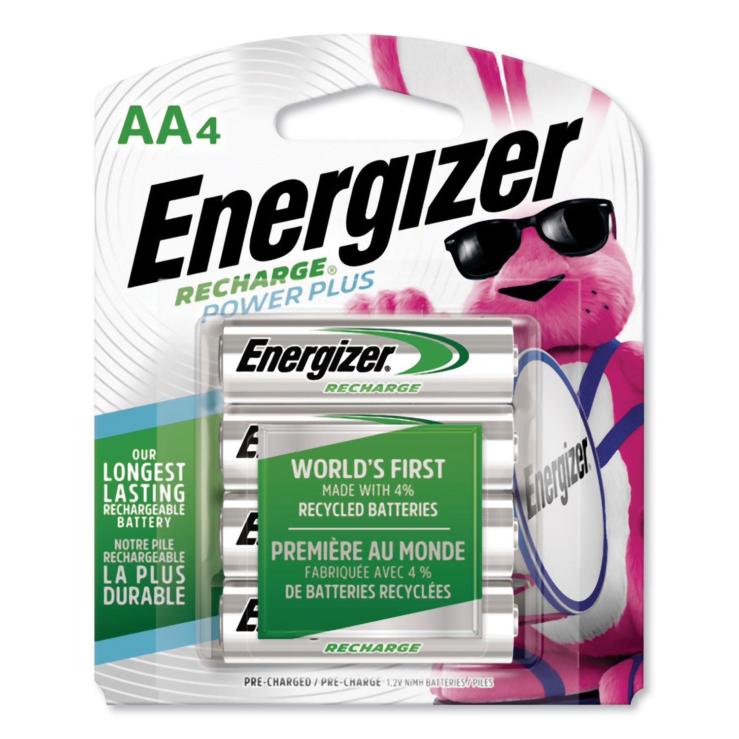 Energizer® NiMH Rechargeable Batteries, AA, 4 Batteries/Pack