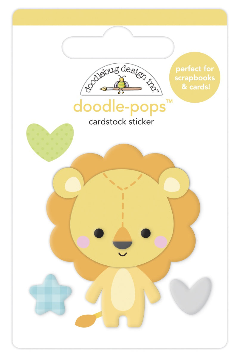 Doodlebug Doodle-Pops 3D Stickers Lovable Lion, Special Delivery