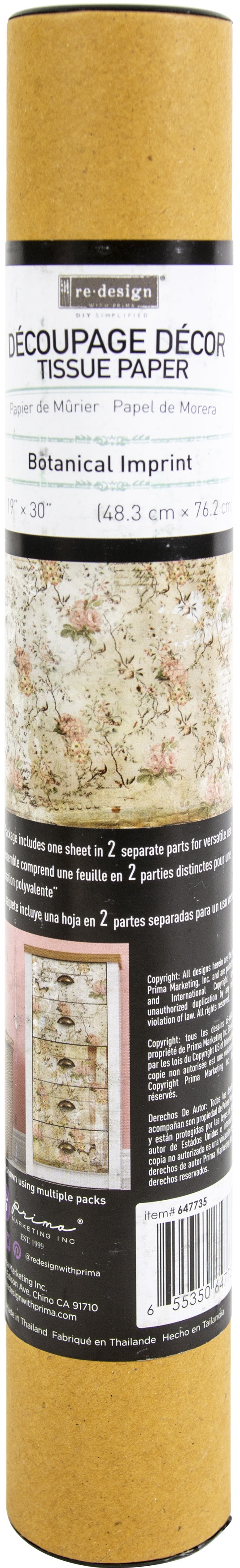 Prima Re-Design Decoupage Decor Tissue Paper 19"X30" 2/Pkg Botanicl Imprint