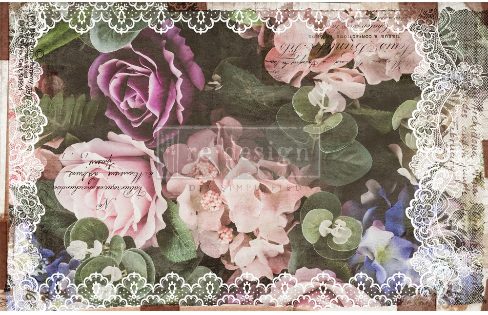 Prima Re-Design Decoupage Decor Tissue Paper 19"X30" 2/Pkg Dark Lace Floral
