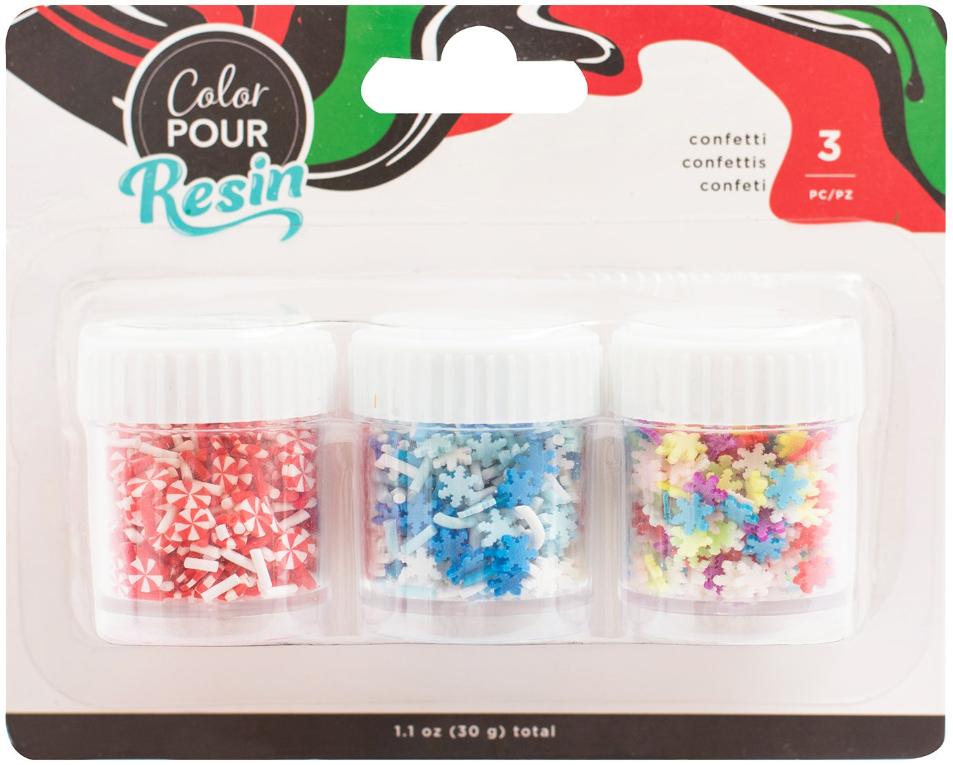 American Crafts Color Pour Mix-Ins 4/Pkg Holiday Clay Confetti