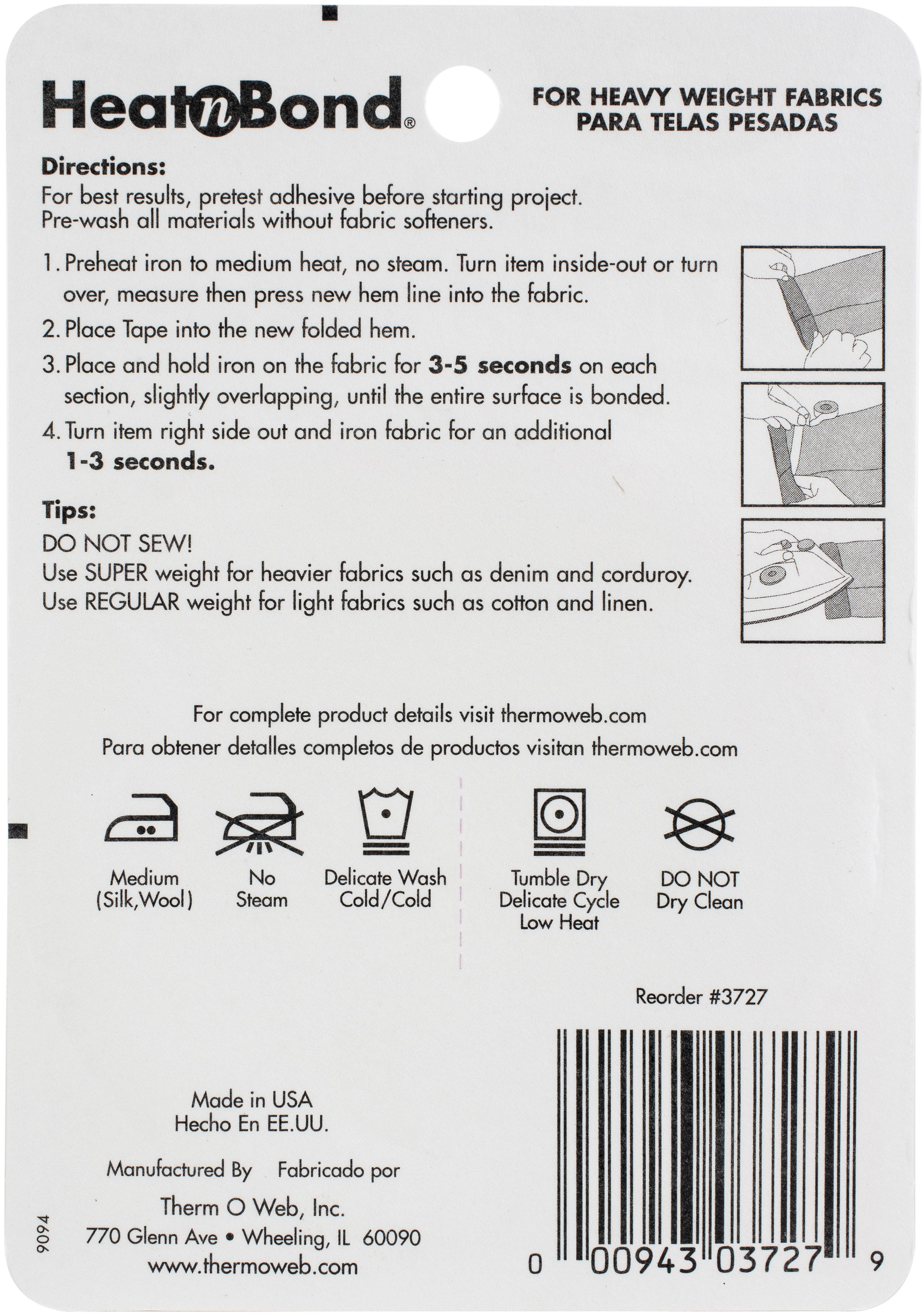 HeatnBond Hem Iron-On Adhesive for Dark Fabrics-Super .75"X8yd