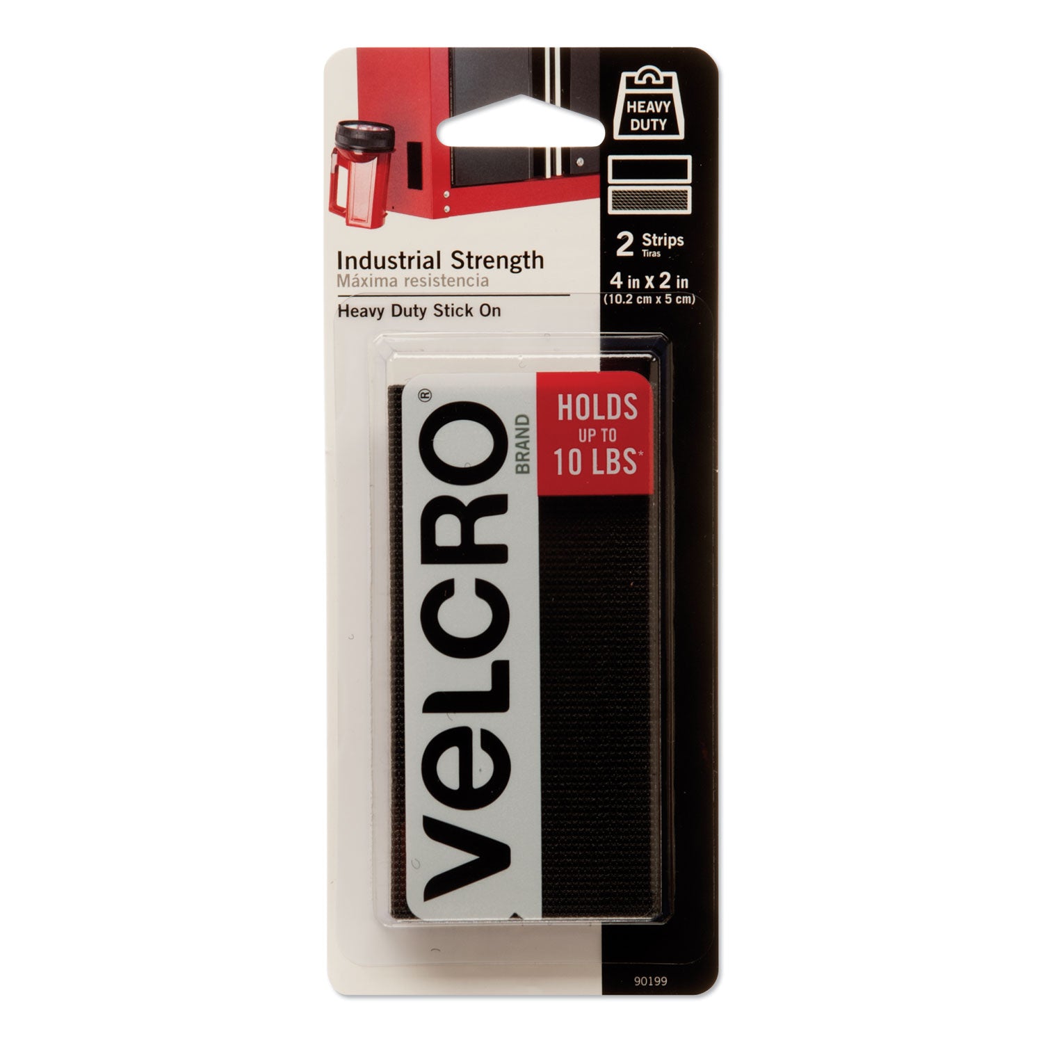VELCRO(R) Brand Industrial Strength Tape 4"X2" 2/Pkg Black