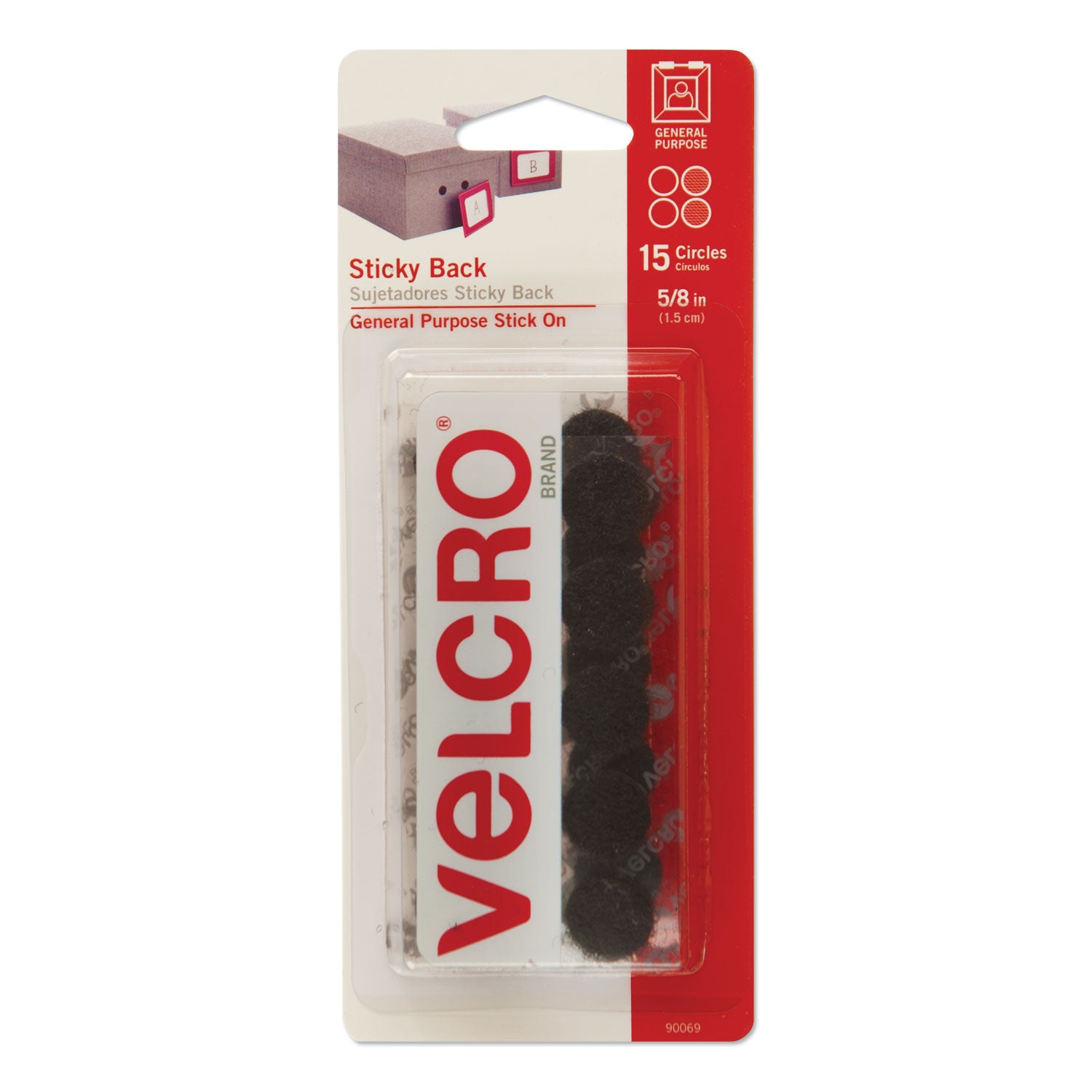 VELCRO(R) Brand STICKY BACK Coins 5/8" 15/Pkg Black