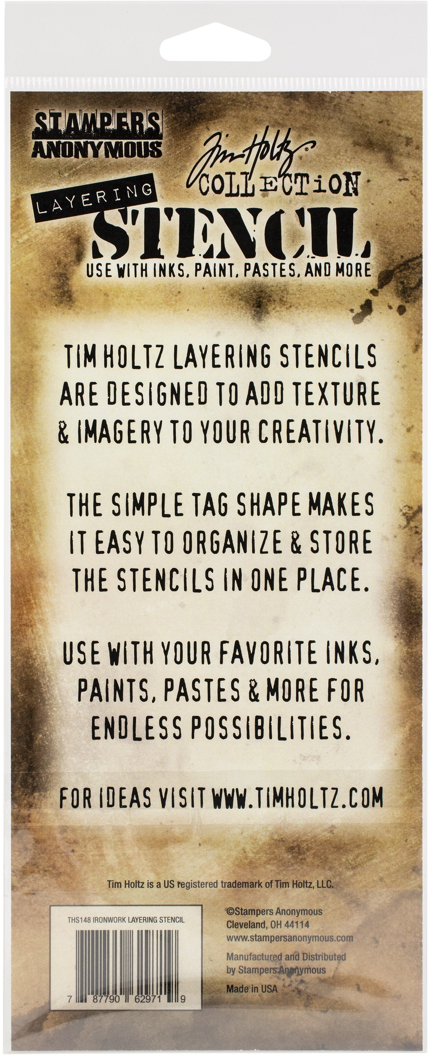 Tim Holtz Layered Stencil 4.125"X8.5" Ironwork -Layered