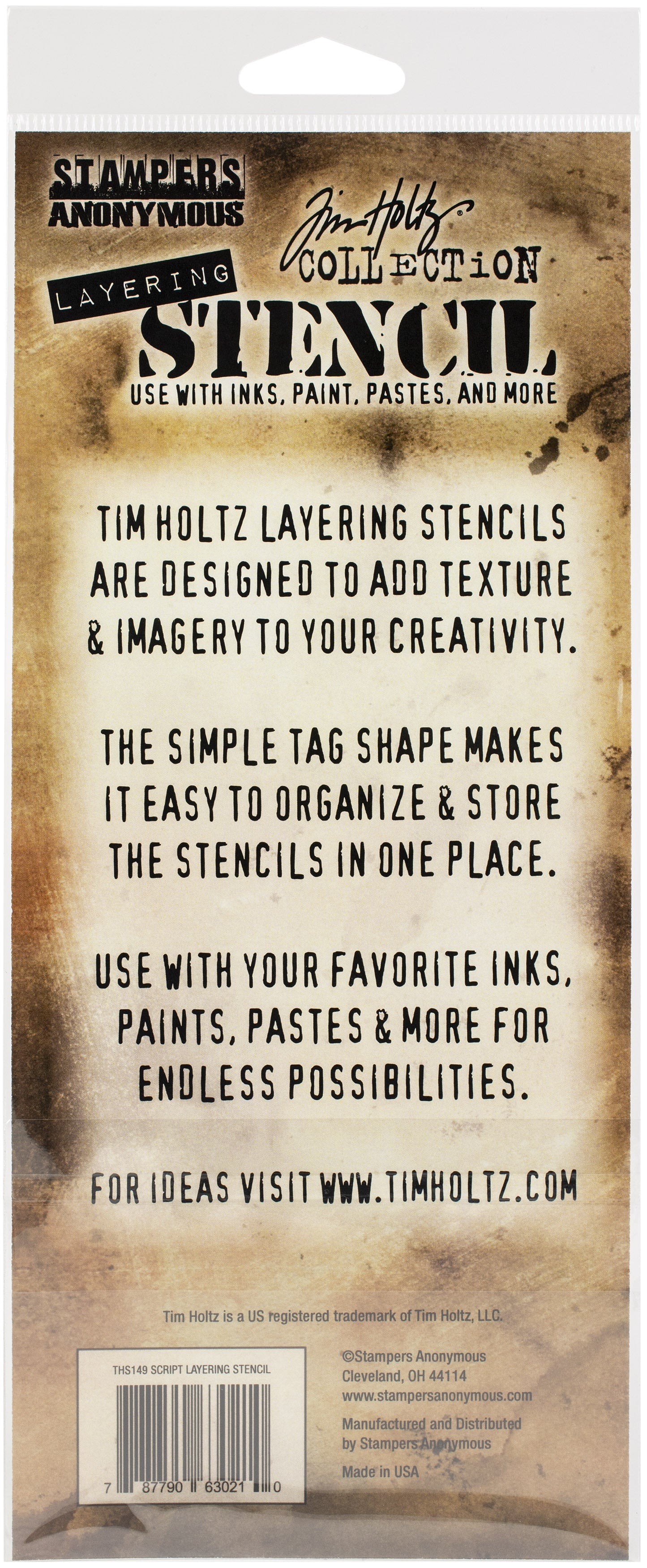 Tim Holtz Layered Stencil 4.125"X8.5" Script -Layered