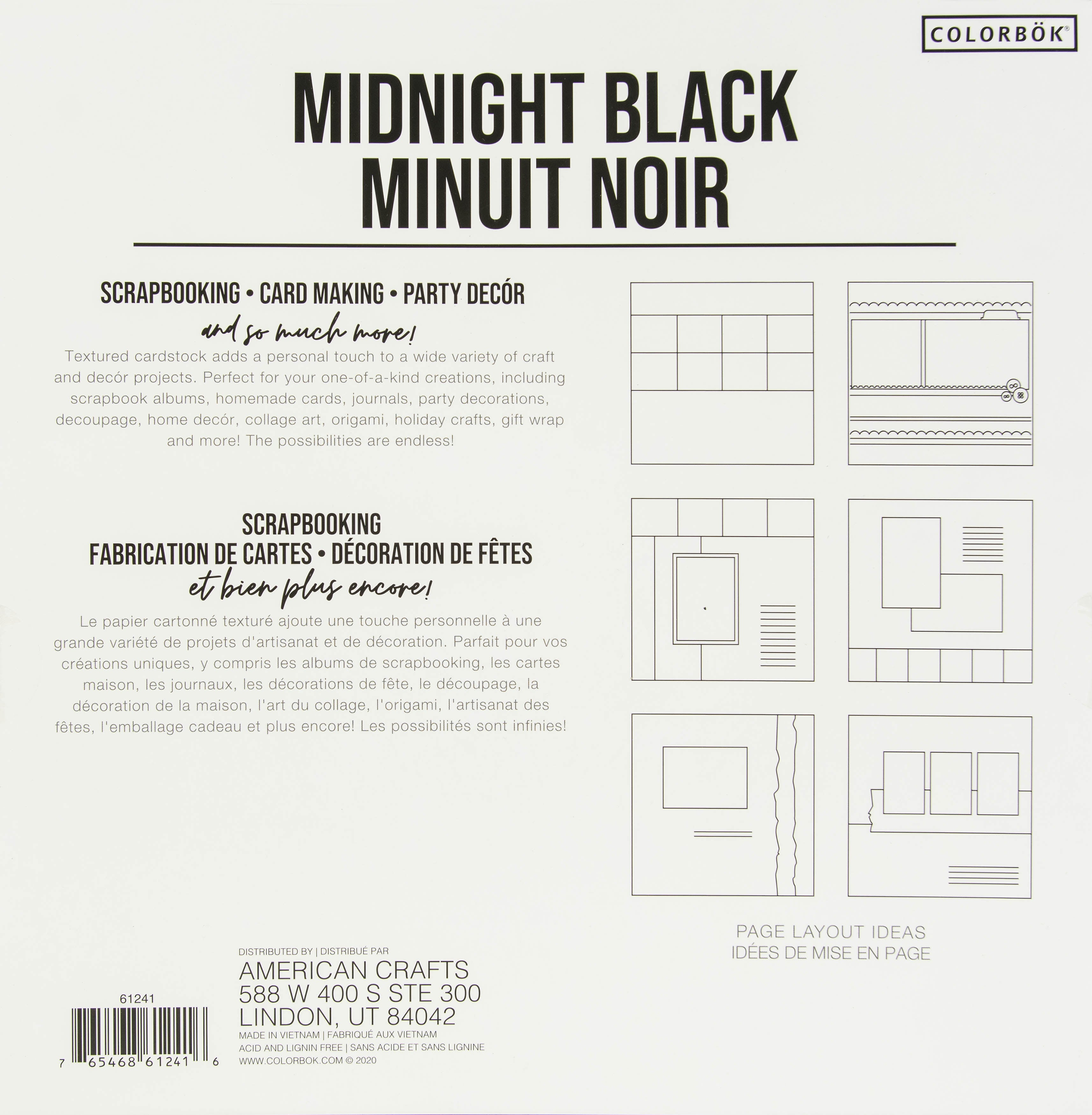 Colorbok Textured Cardstock Pad 12"X12" 40/Pkg Midnight Black
