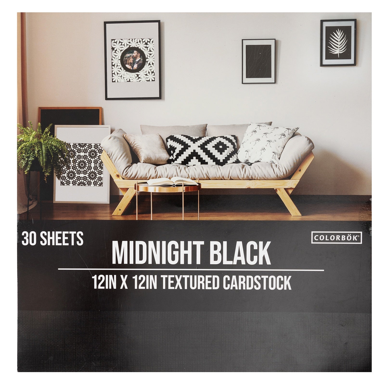 Colorbok Textured Cardstock Pad 12"X12" 40/Pkg Midnight Black
