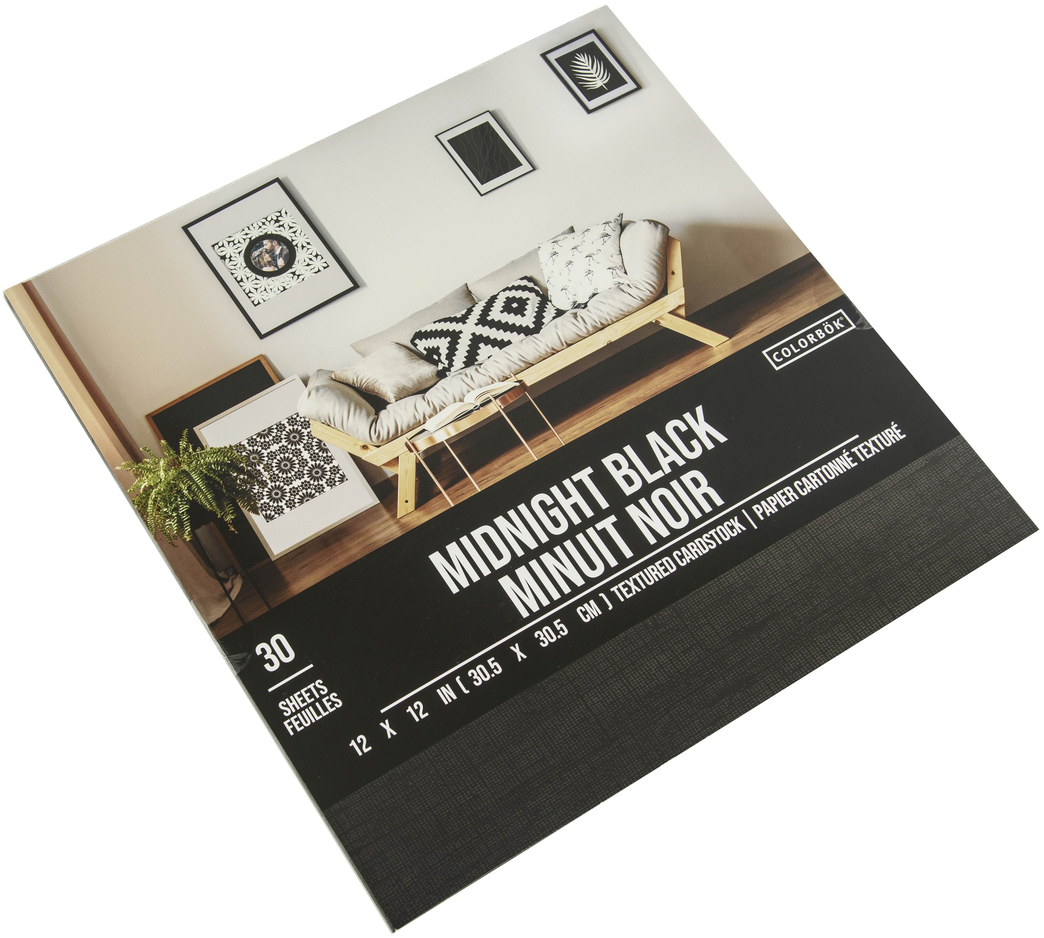 Colorbok Textured Cardstock Pad 12"X12" 40/Pkg Midnight Black