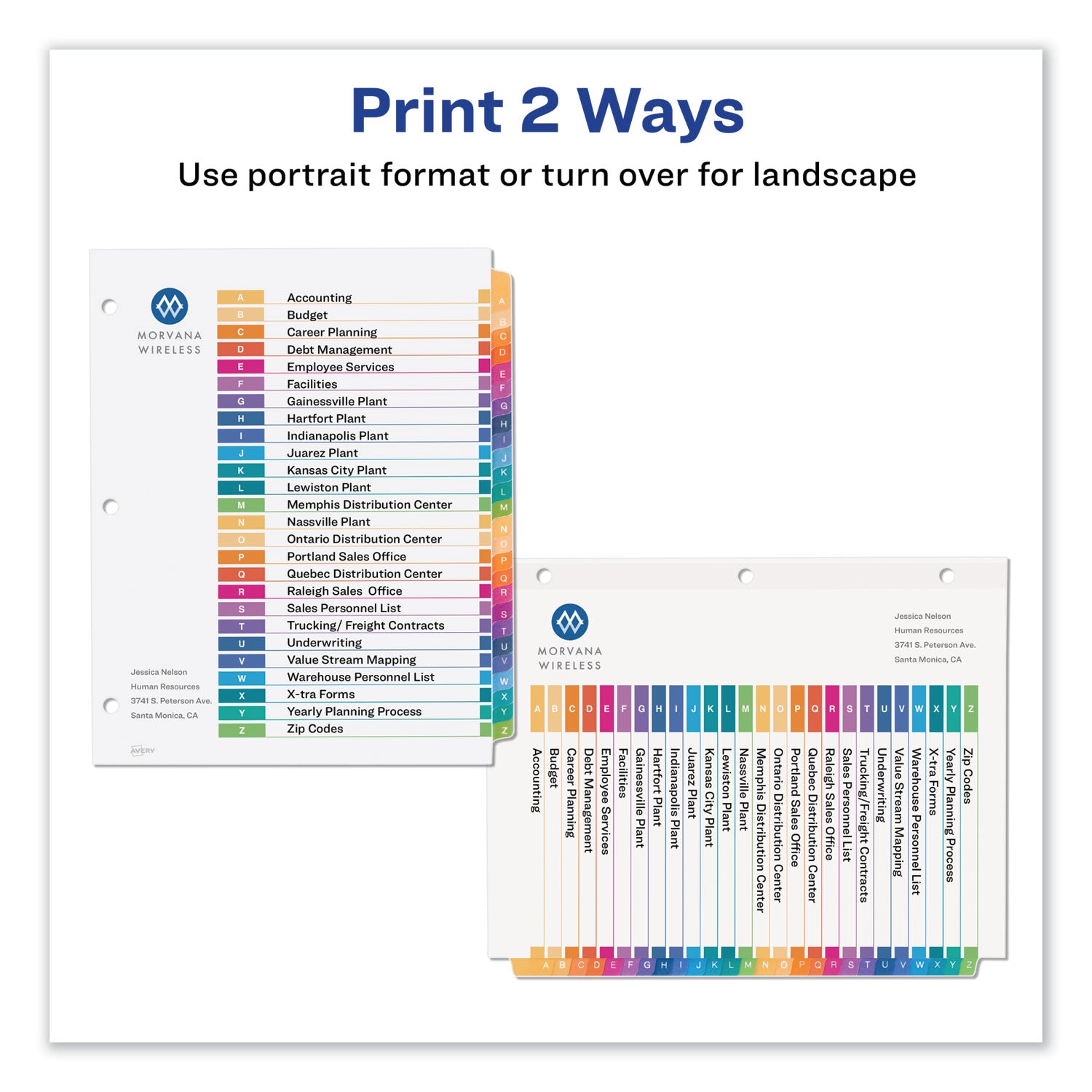 Avery® Ready Index Customizable Table of Contents Multicolor Dividers, 26-Tab, Letter