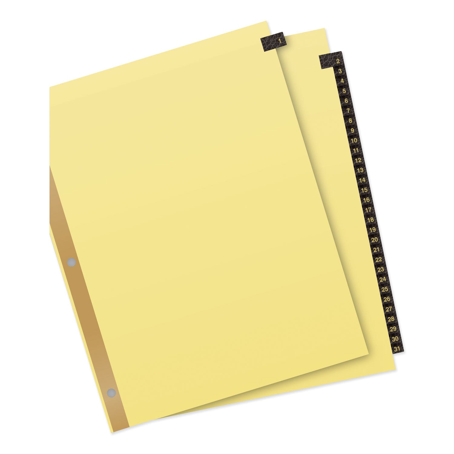 Avery® Preprinted Black Leather Tab Dividers w/Gold Reinforced Edge, 31-Tab, Ltr