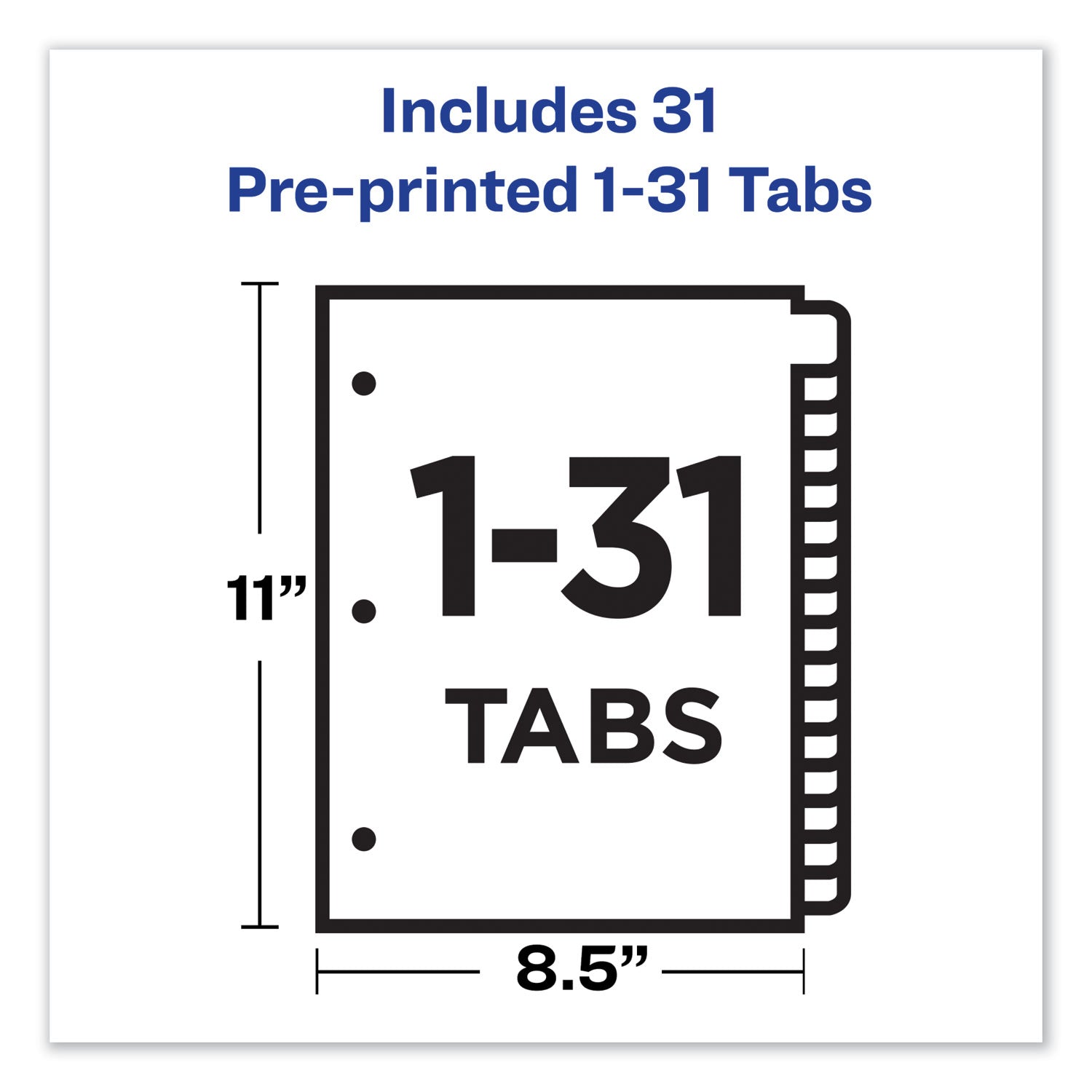 Avery® Preprinted Black Leather Tab Dividers w/Gold Reinforced Edge, 31-Tab, Ltr